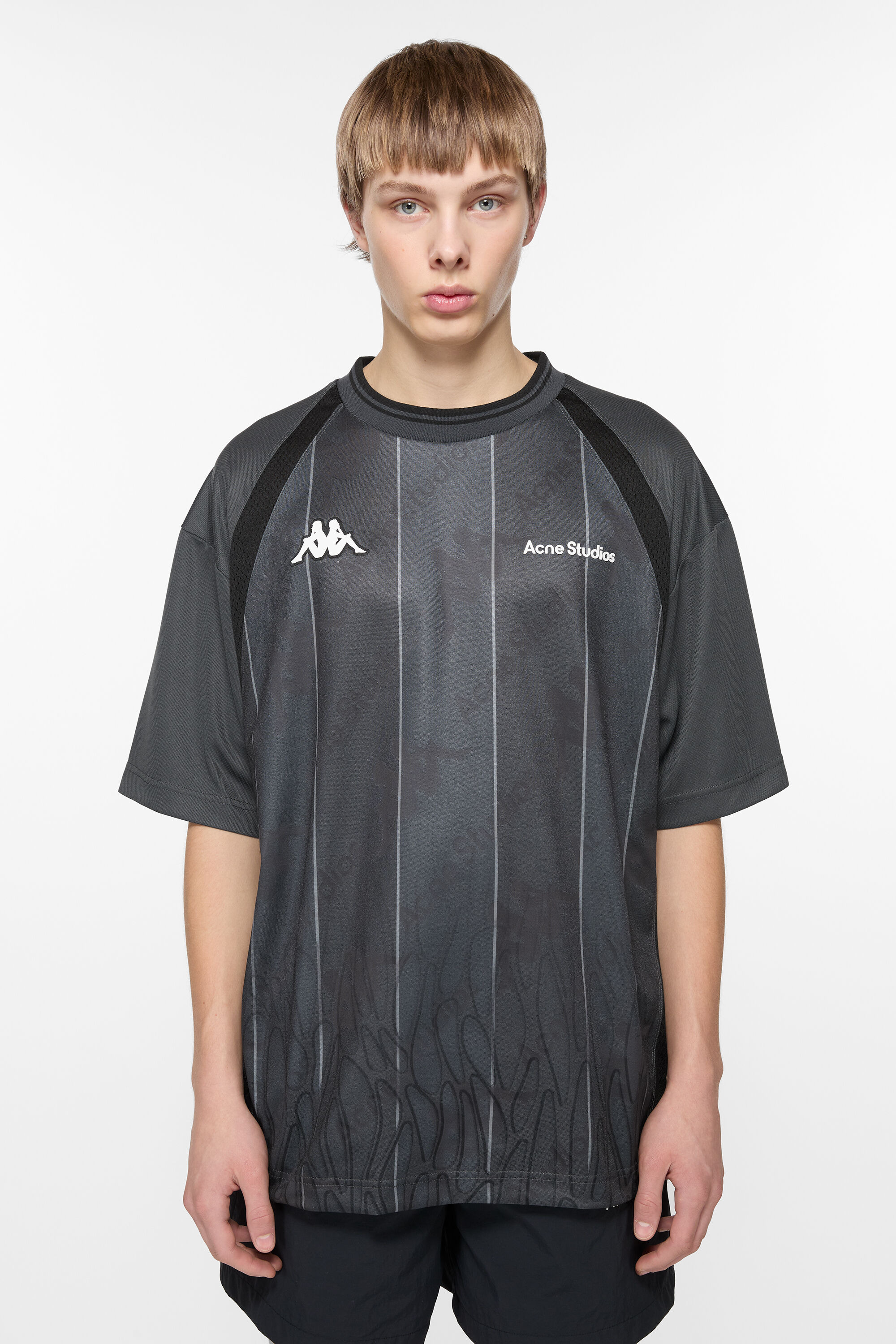 Logo t-shirt - Acne Studios x Kappa - Anthracite/black - 2