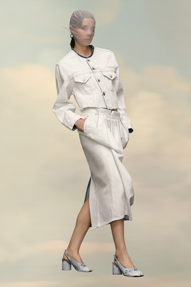 Cropped Collarless Denim Jacket 1
