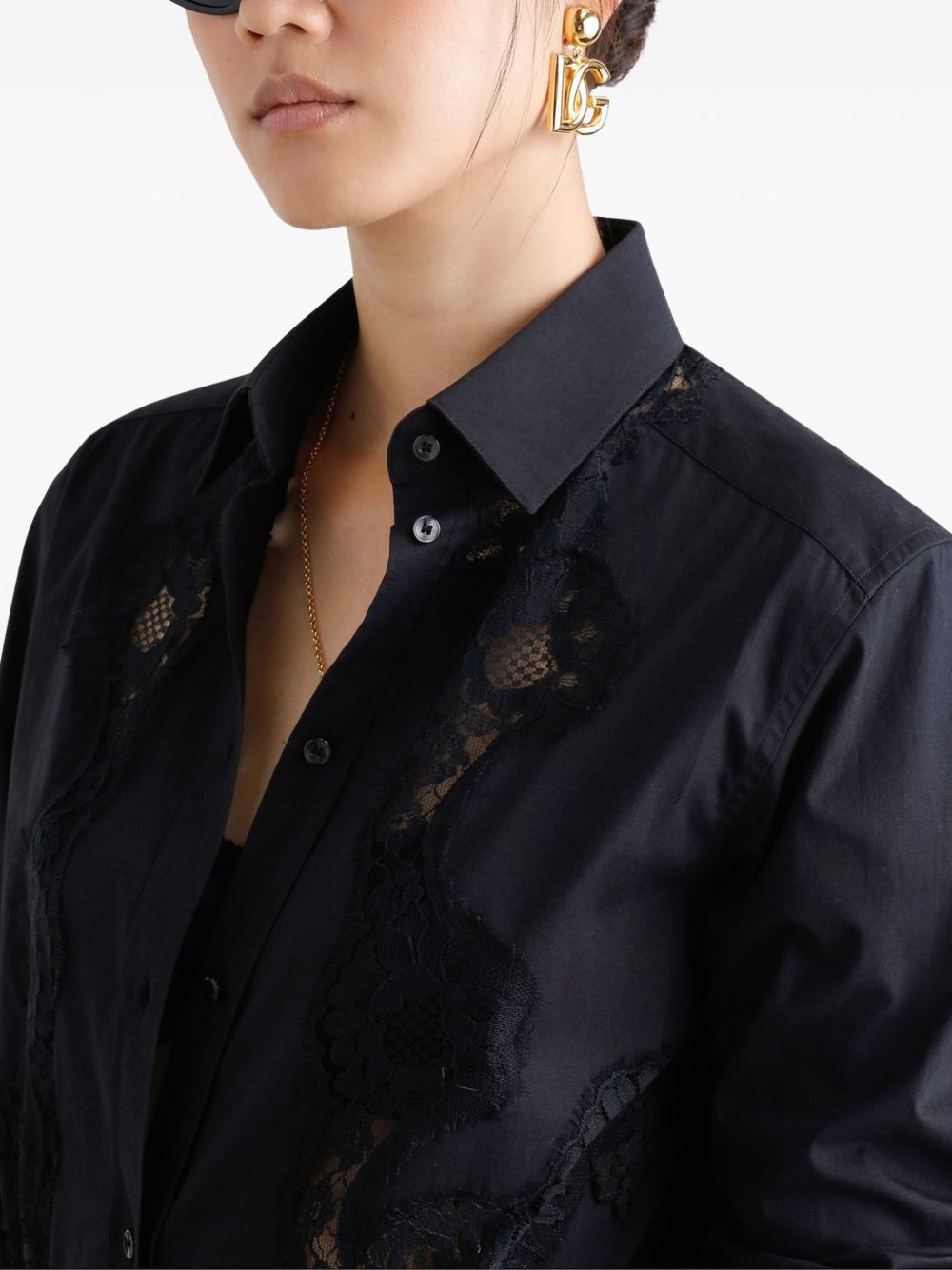 lace-inserts shirt - 5