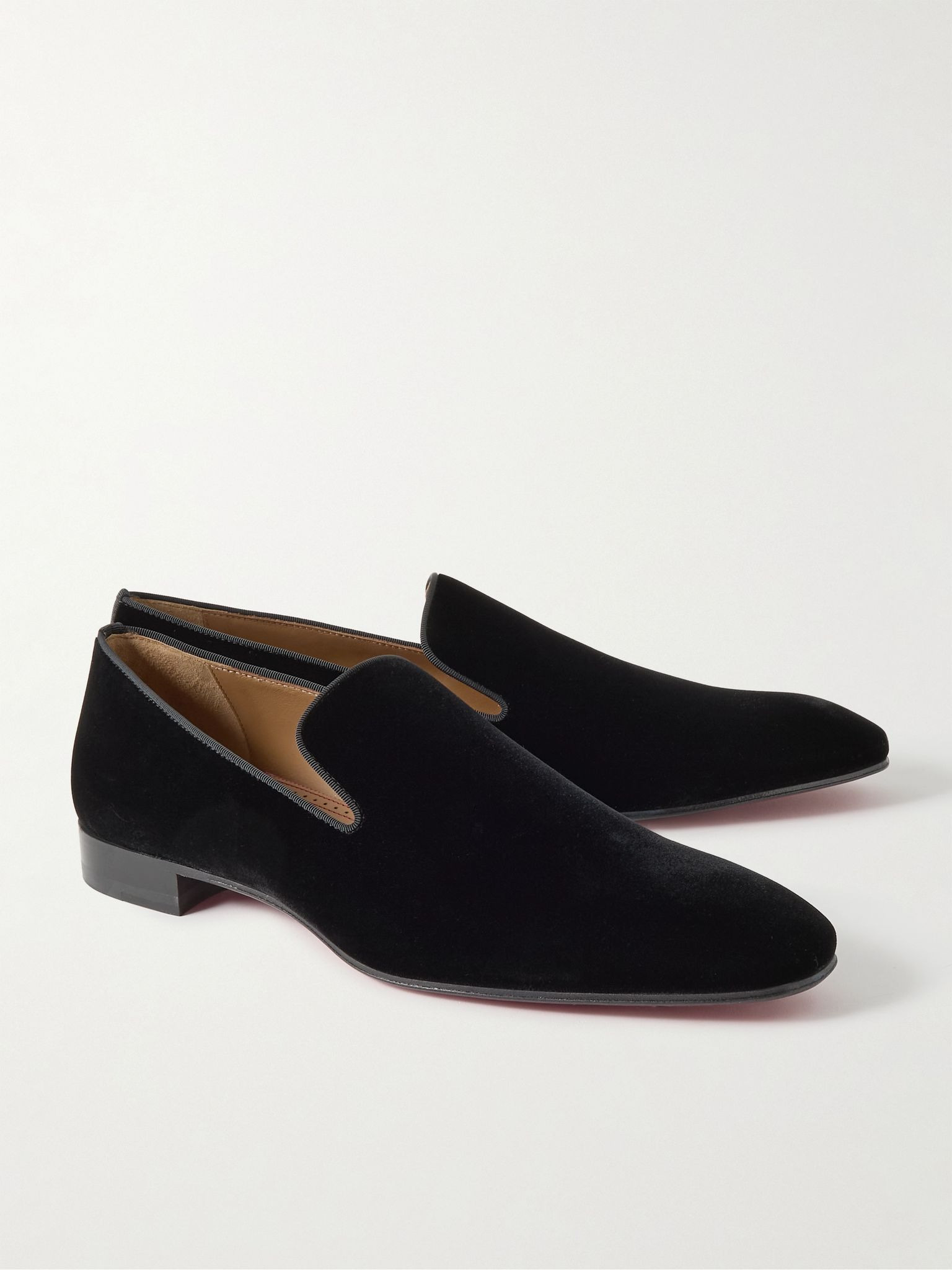 Dandelion Grosgrain-Trimmed Velvet Loafers Black - 4