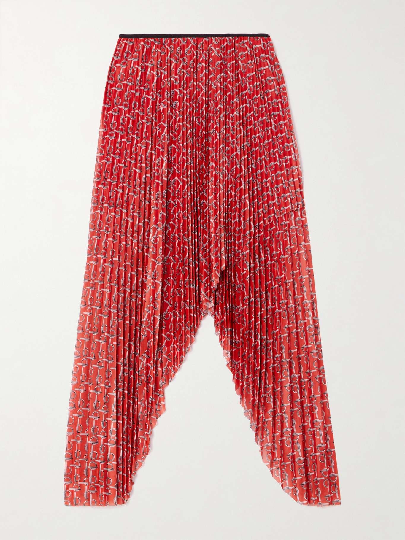 Asymmetric printed plissé-twill skirt - 1