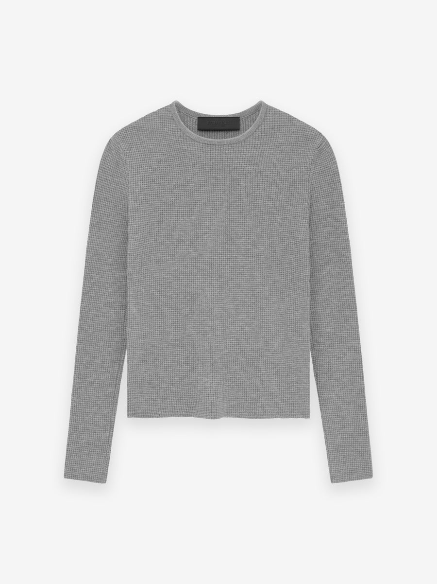Womens Waffle Fitted Long Sleeve Sweater - 1