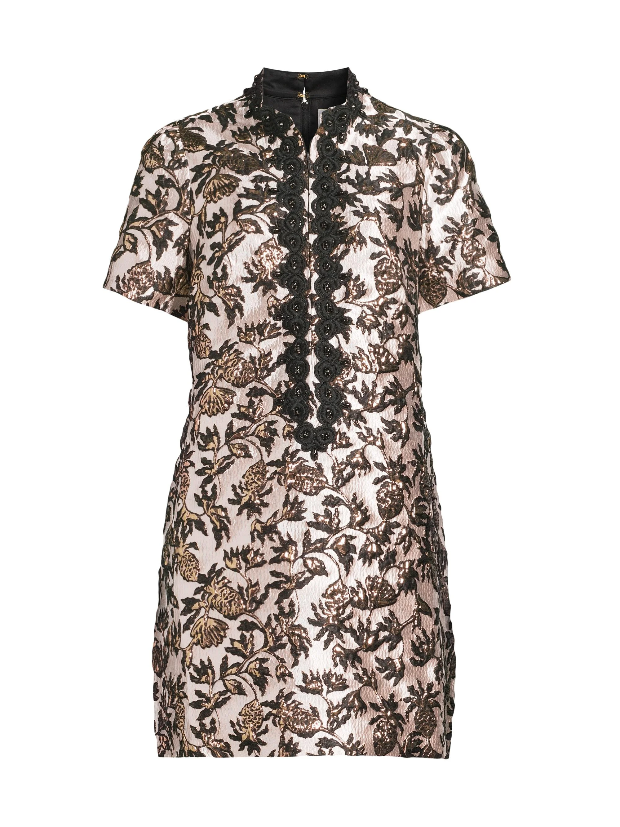 Women's Teddy Jacquard Shift Dress - Noir Pineapple Puff Metallic - 1