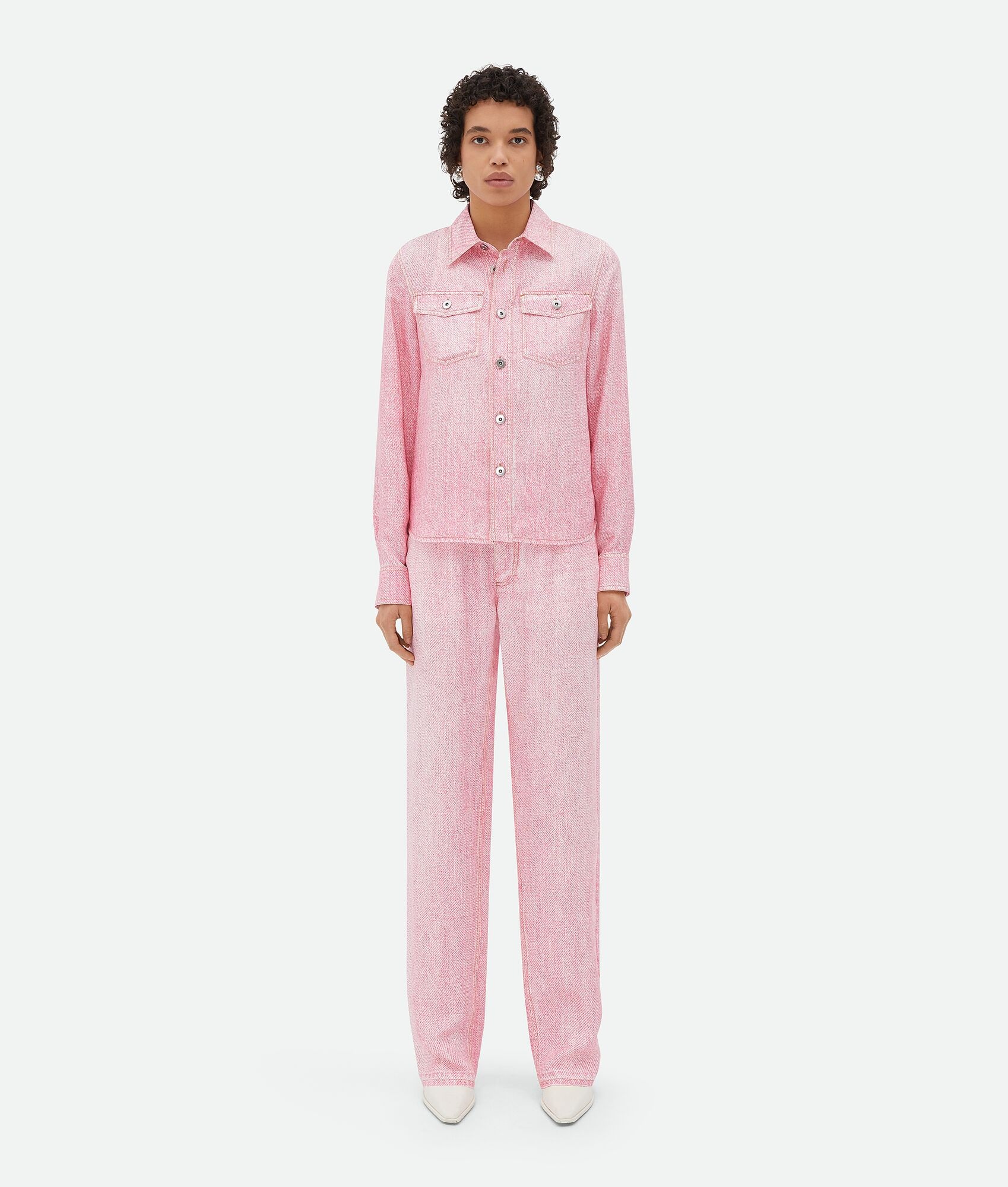 Printed Denim Viscose Trousers - 4