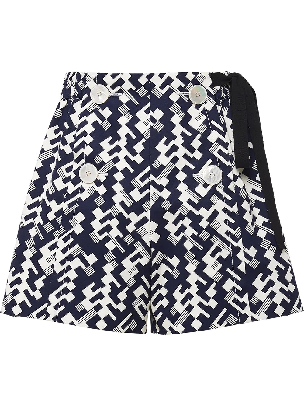 side-tie geometric shorts - 1