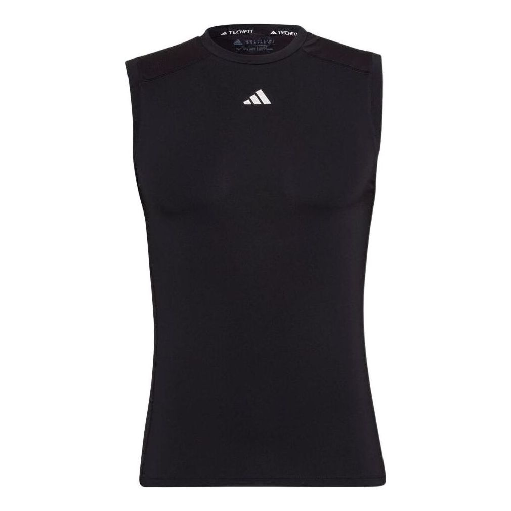 Men's adidas Round Neck Pullover Sports Sleeveless Black T-Shirt HK2338 - 1