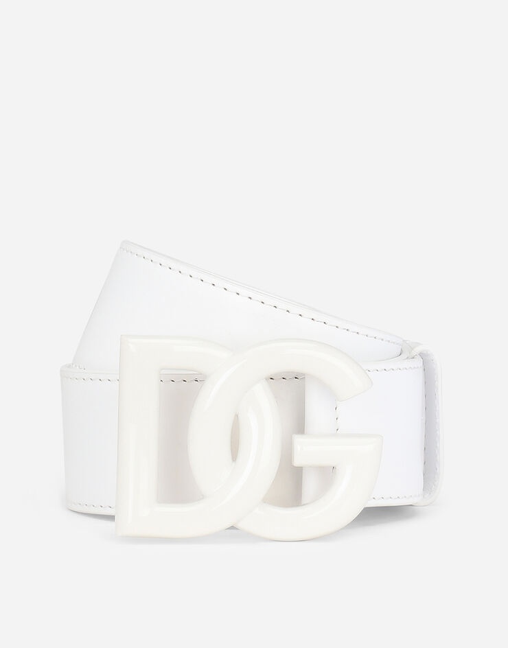 Leather belt with crossover DG logo buckle - 1