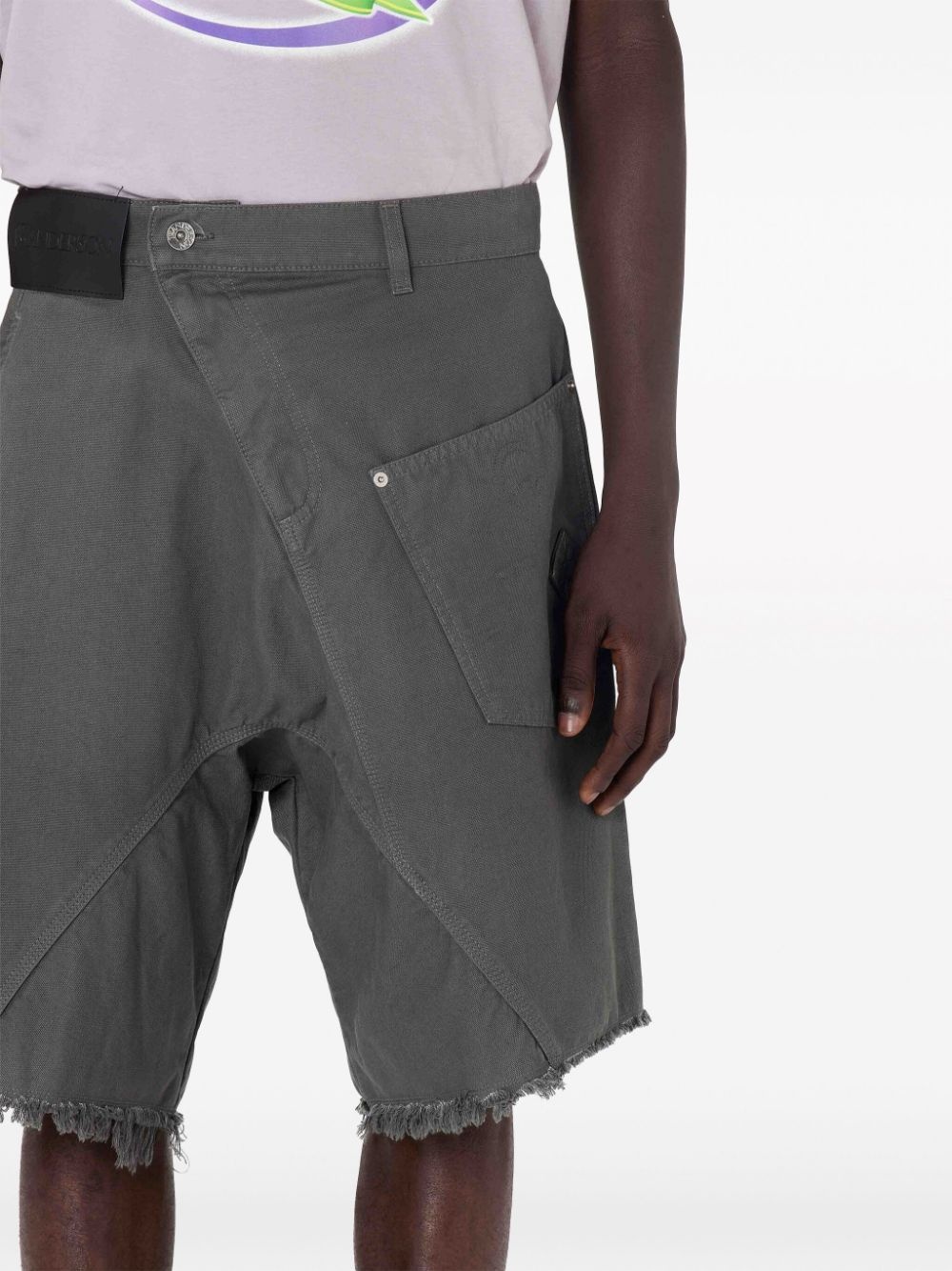 deconstructed frayed cotton shorts - 5