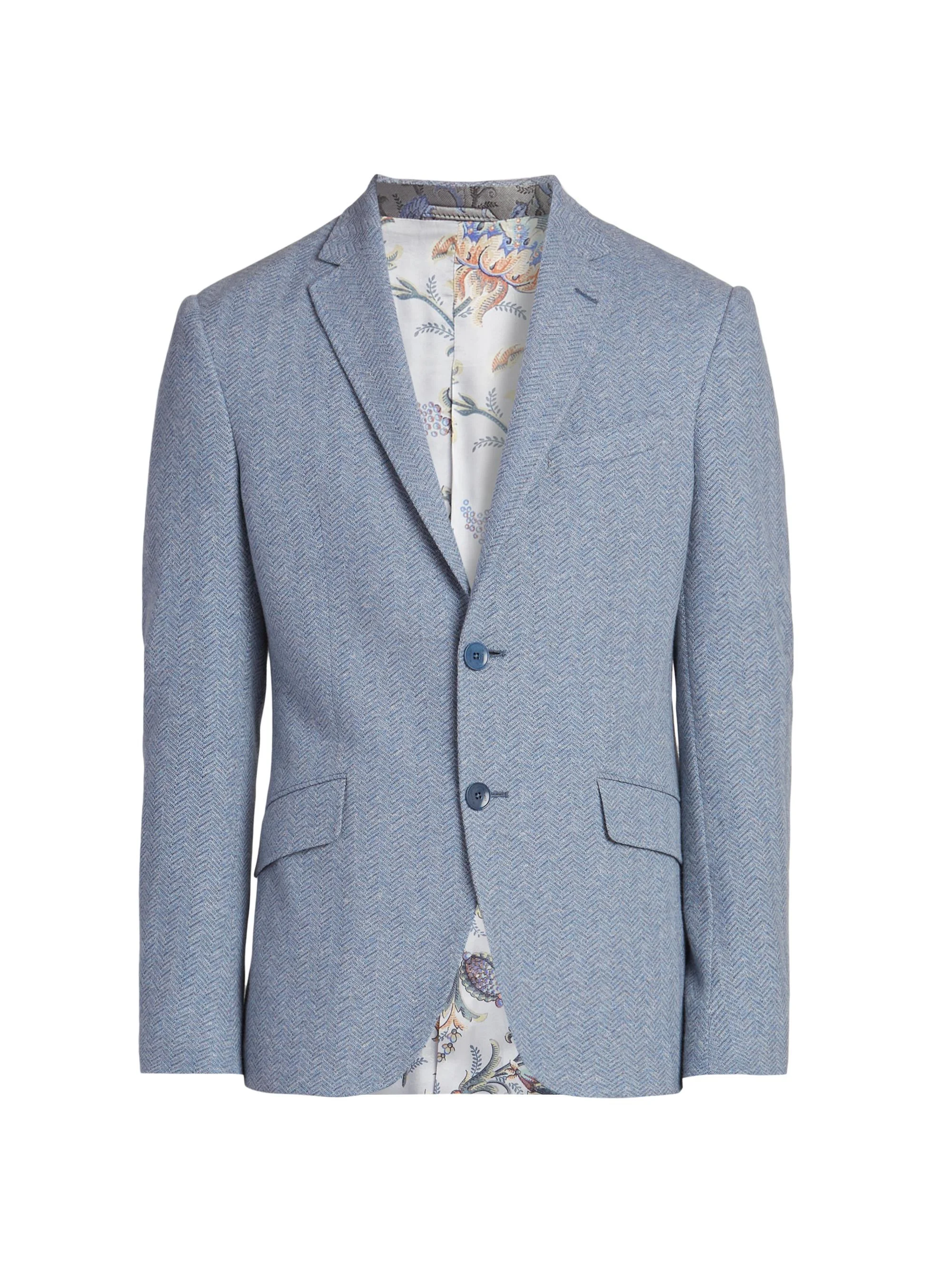 Men's Chevron Single-Breasted Sport Jacket - Azzurro - 1