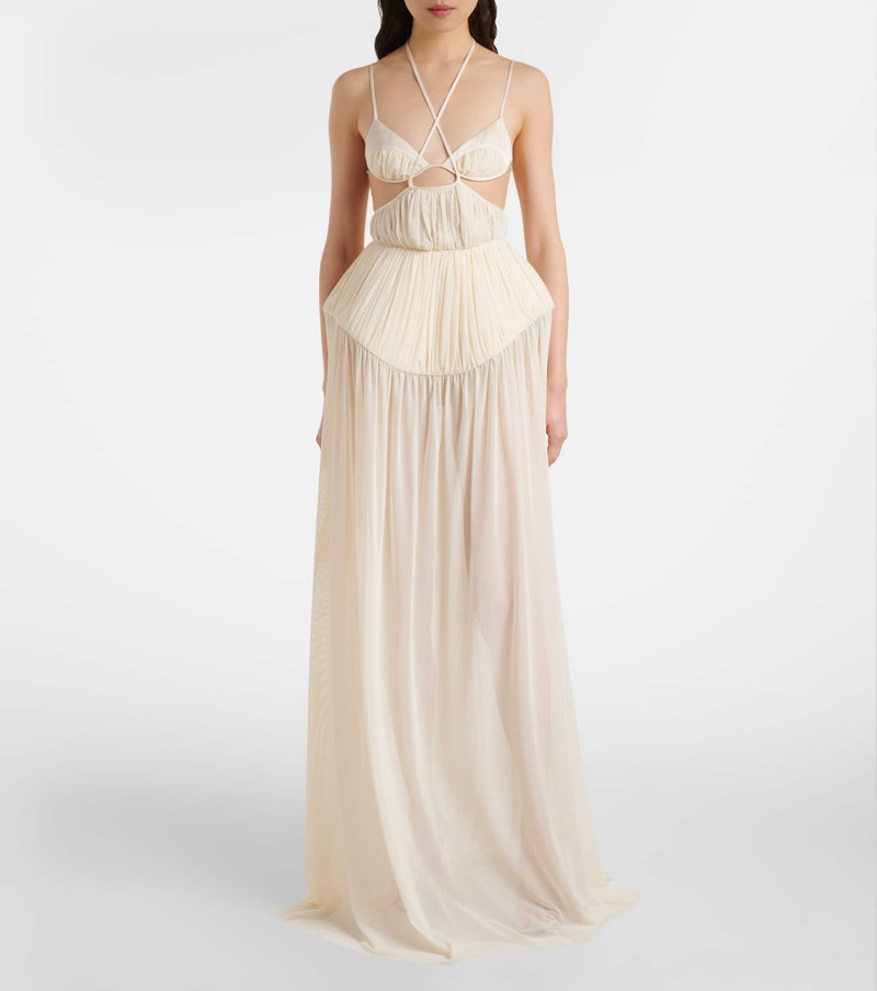 David Koma Cutout pleated gown outlook