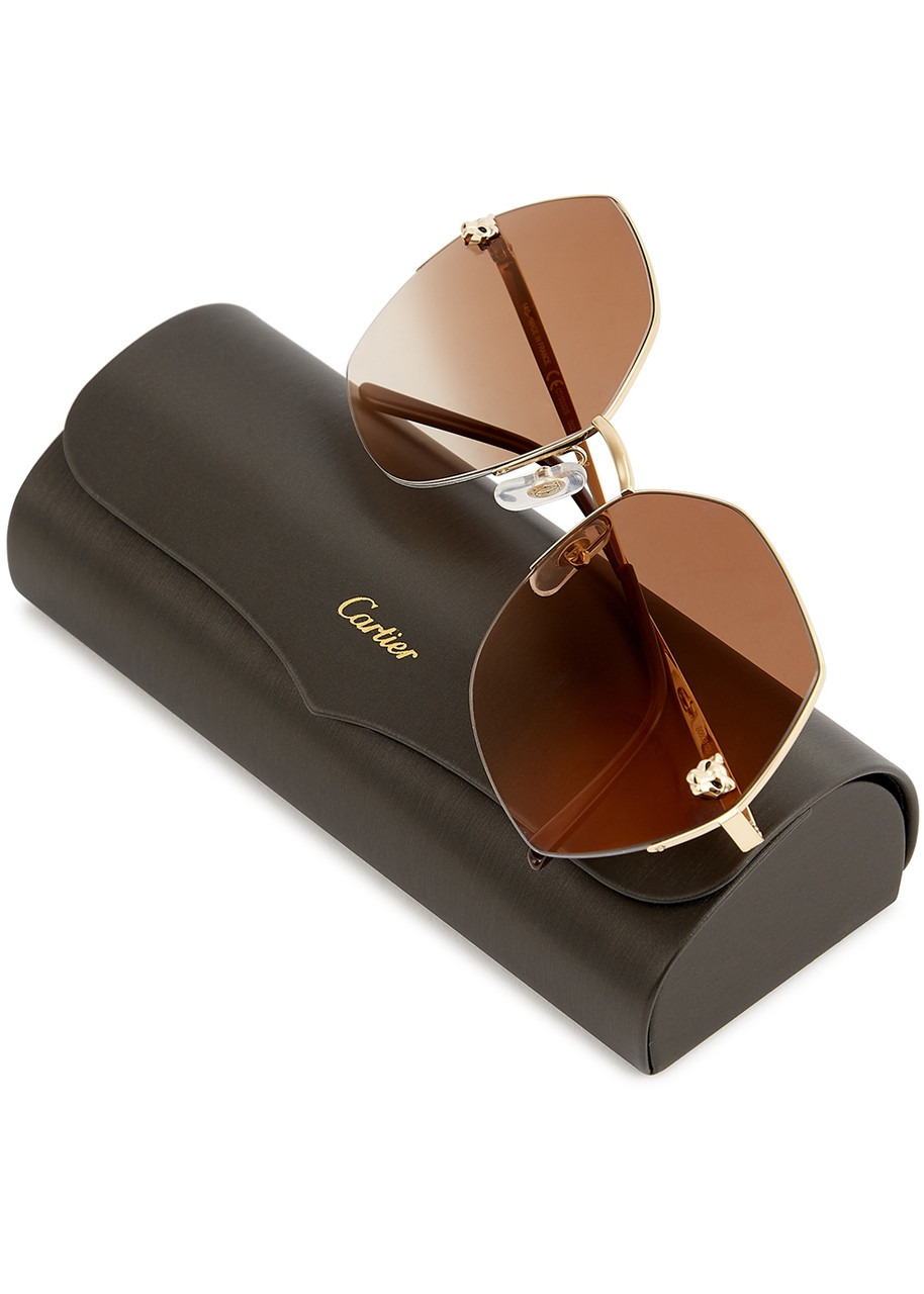Cartier Panthère De Cartier Gold-tone Oversized, Sunglasses, Half Rim - 5