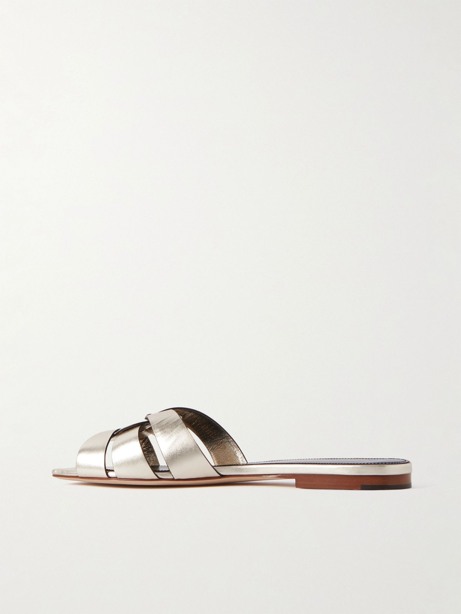 Tribute woven metallic leather slides Platinum - 3