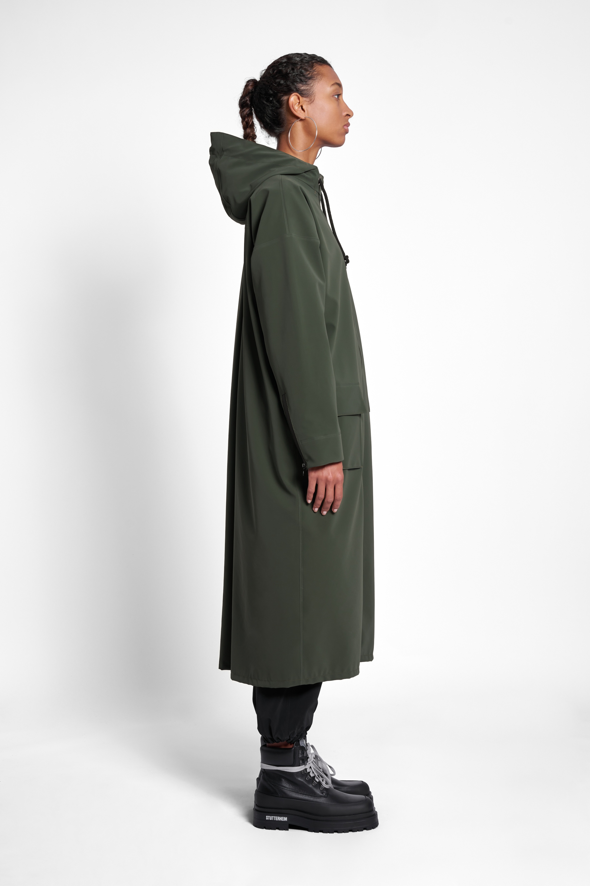 Sandviken Long Matte Zip Raincoat Green - 3