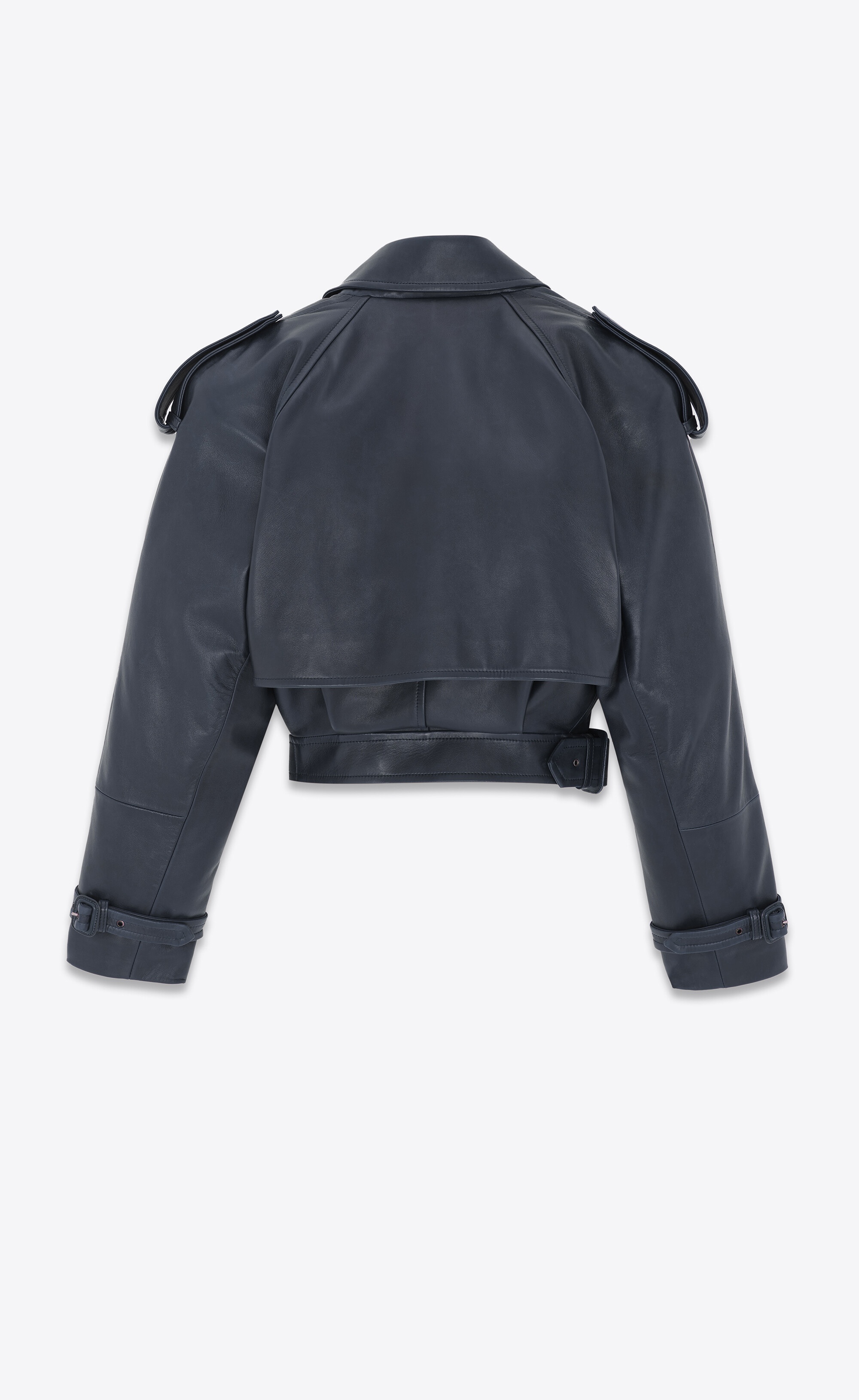 cropped trench in shiny lambskin - 4