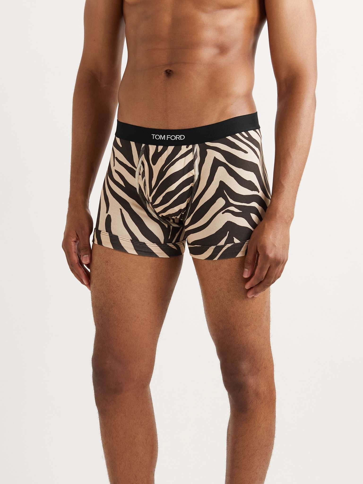 Zebra-Print Stretch-Cotton Boxer Briefs - 2