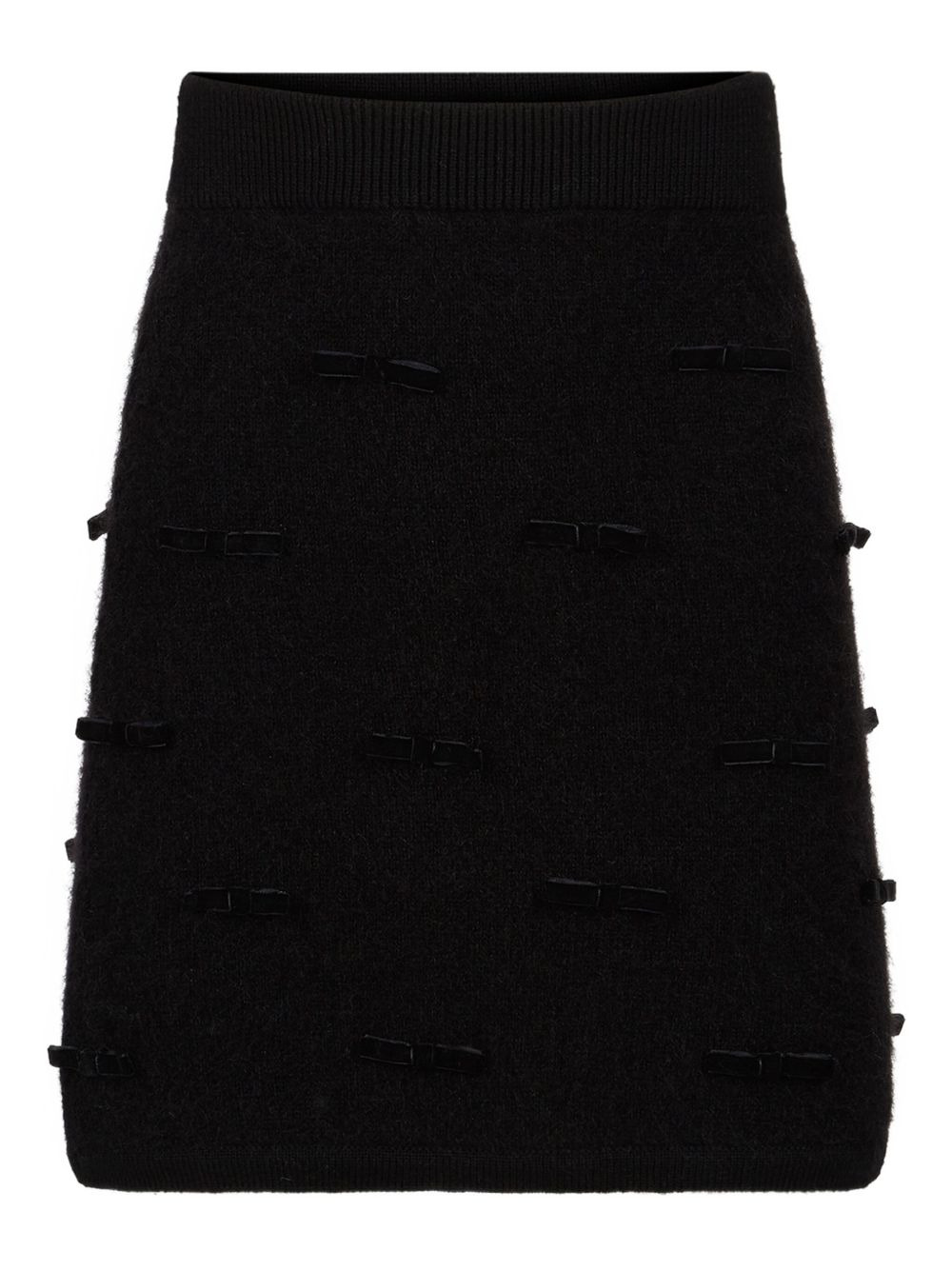 bow-embellished knit mini skirt - 1