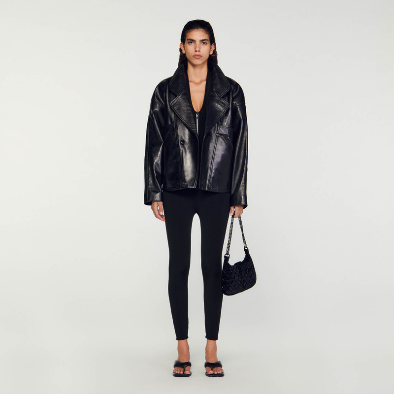 Sandro OVERSIZED LEATHER JACKET outlook
