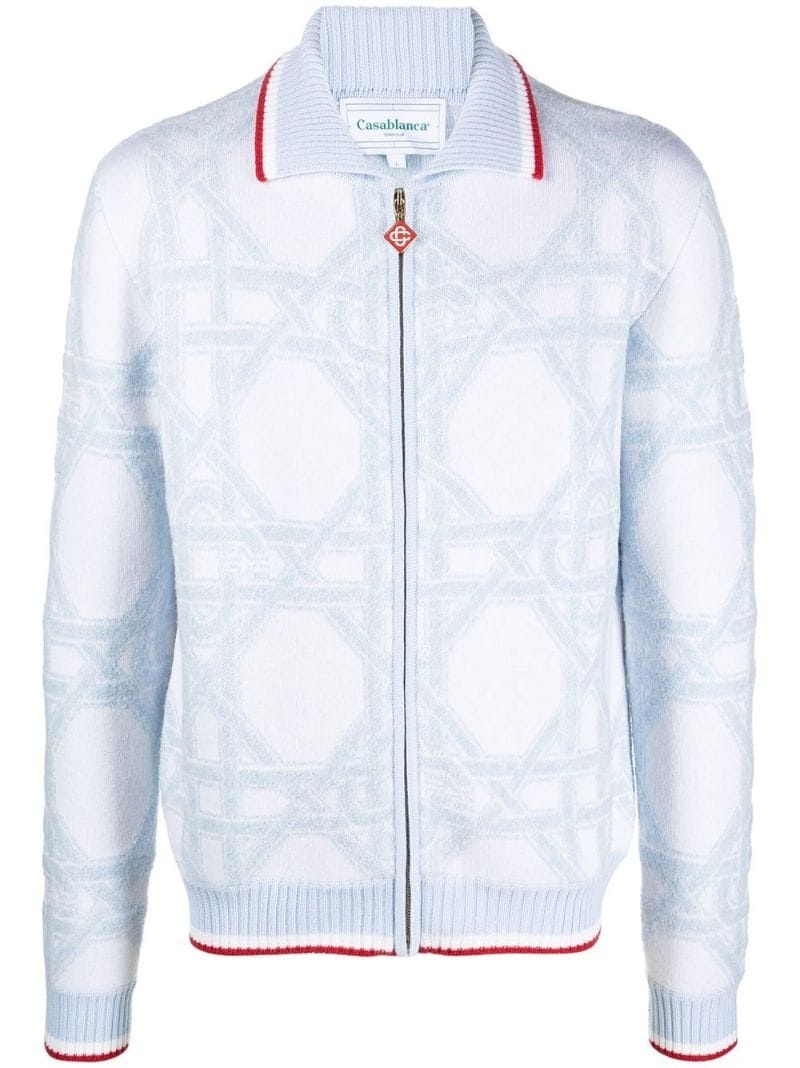 Shop Casablanca Monogram Zip Cardigan