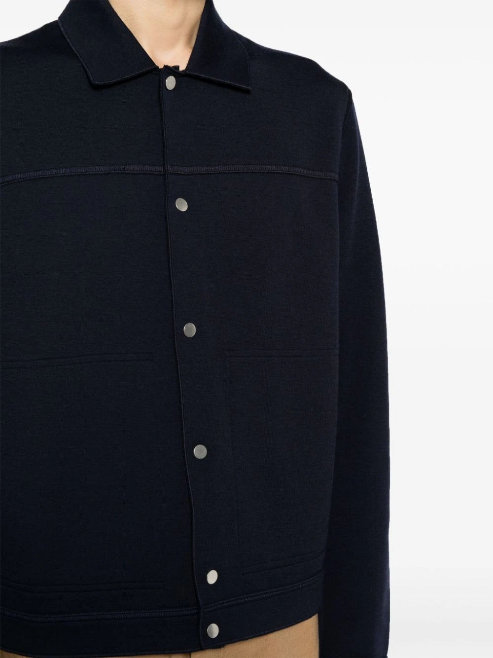 SPREAD-COLLAR KNITTED CARDIGAN - 4