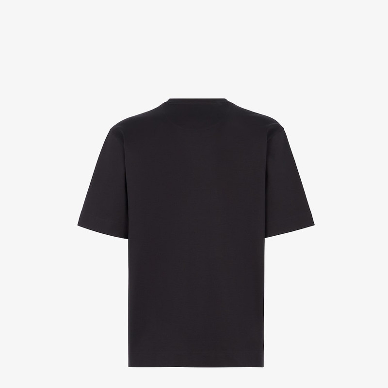 Short-sleeved, oversize, crew neck T-shirt. Made of black cotton jersey, printed with the Fendi Roma 2