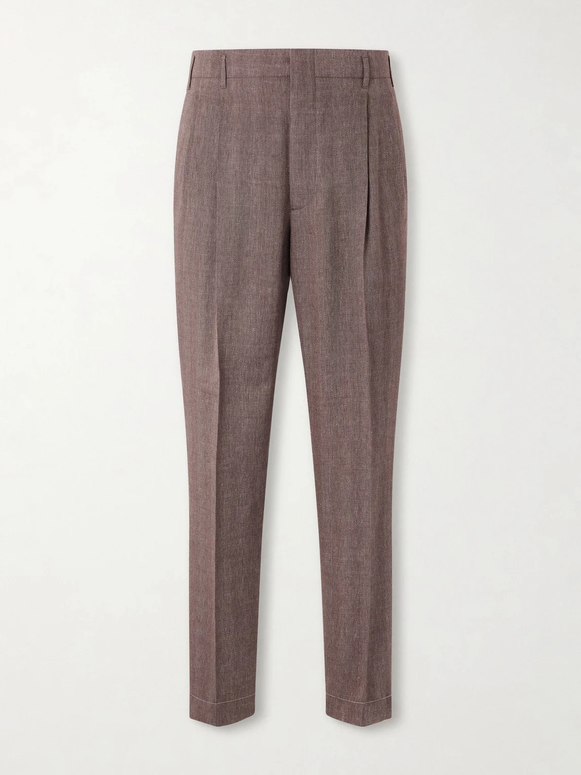 Straight-Leg Pleated Linen and Wool-Blend Suit Trousers - 1
