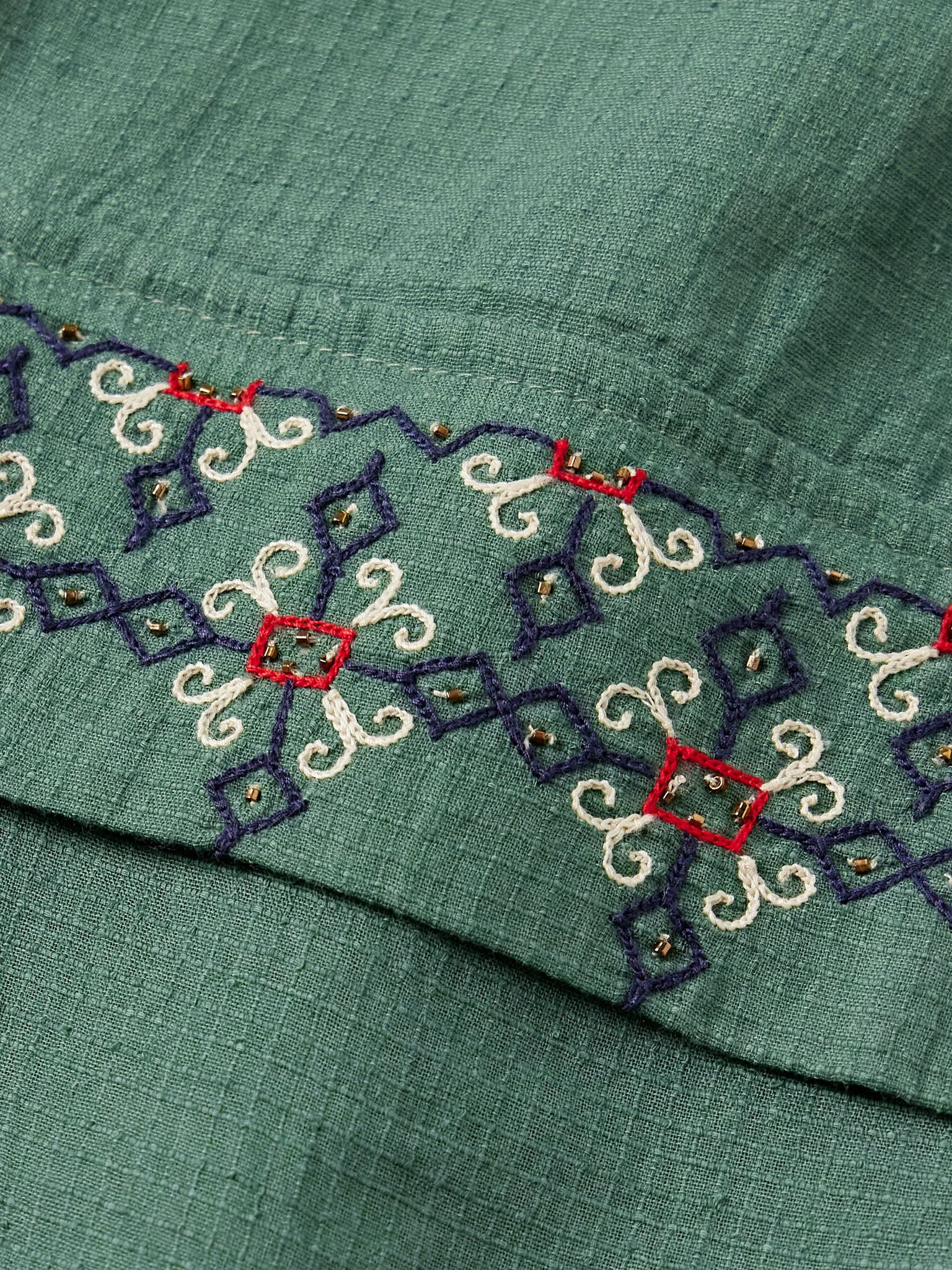 Embroidered Cotton-Ripstop Jacket with Detachable Liner Green - 5