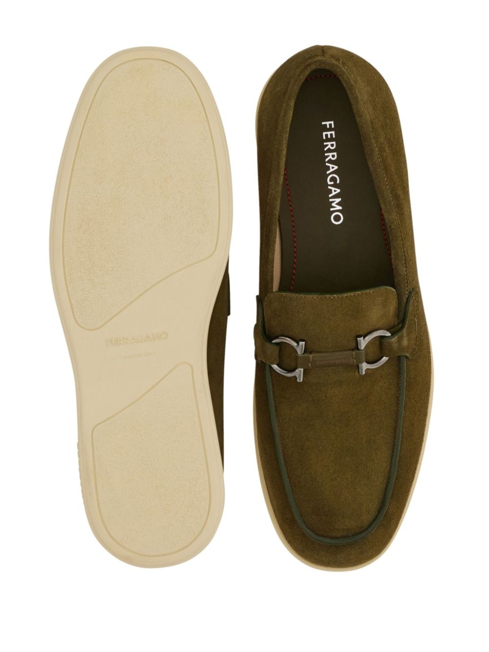 Gancini-plaque suede loafers - 4