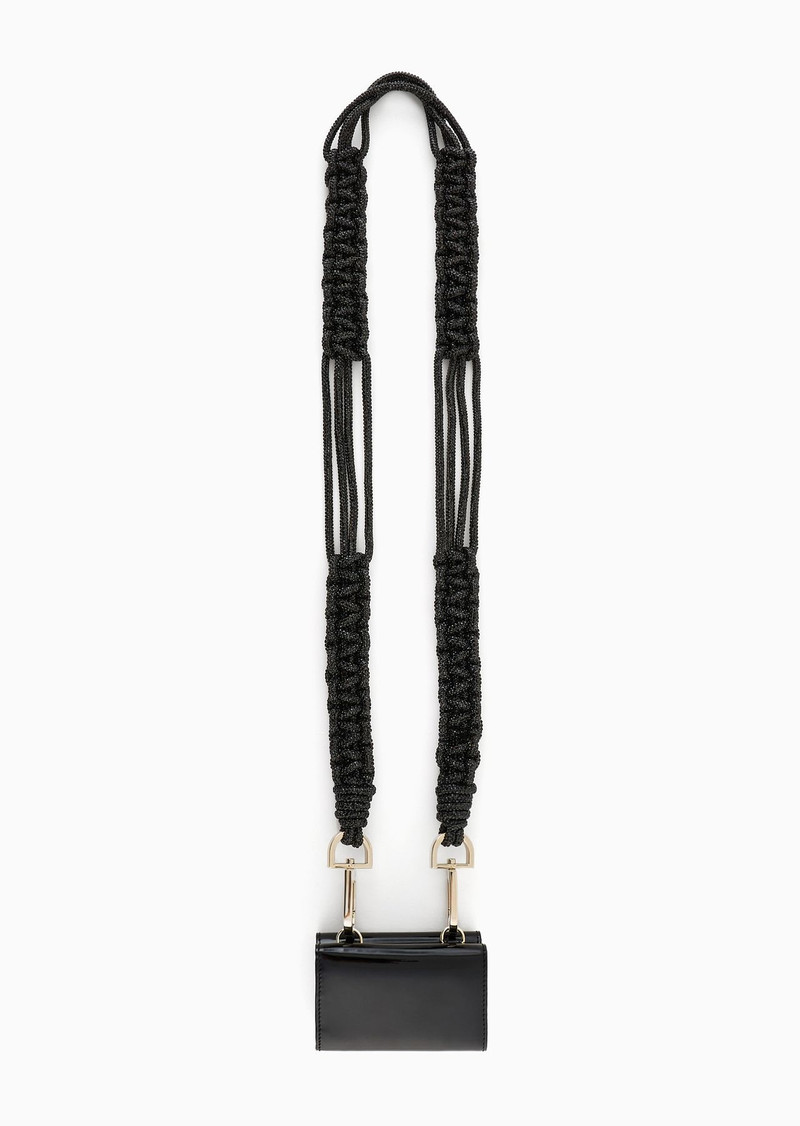 GIORGIO ARMANI La Prima patent-leather trifold wallet with rhinestone shoulder strap outlook