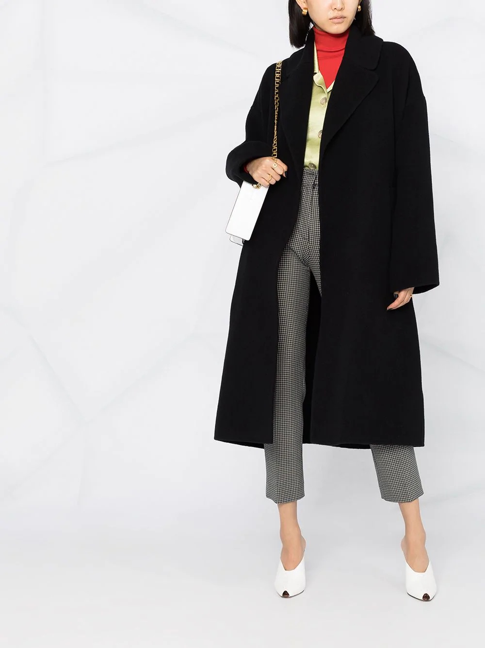 oversize belt-fastening coat - 2