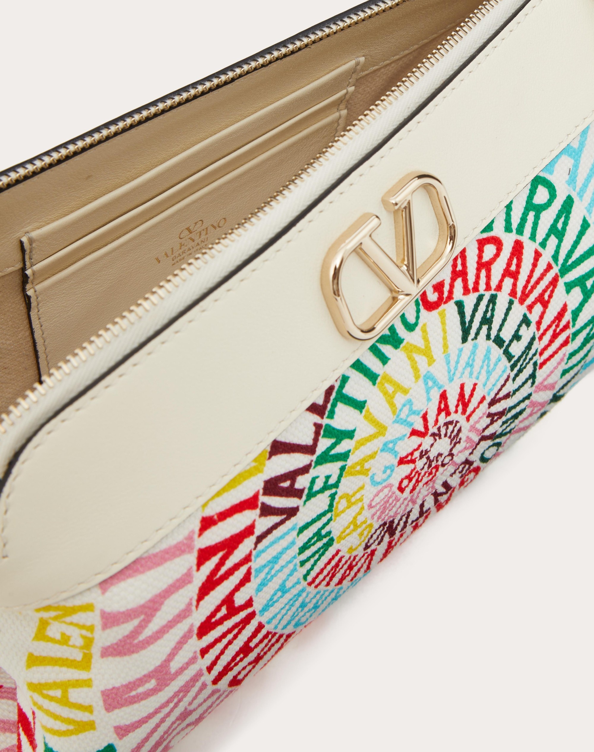 VALENTINO GARAVANI ESCAPE CANVAS CLUTCH BAG WITH VALENTINO GARAVANI LOOP PRINT - 7