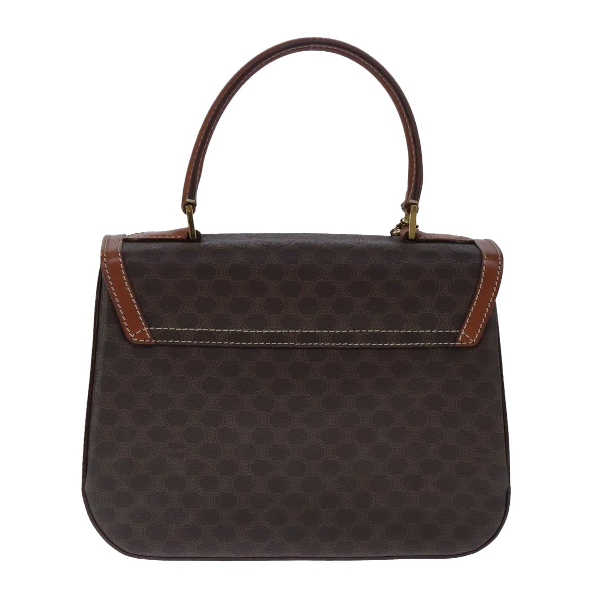 CELINE Macadam Canvas Hand Bag Pvc Leather Brown Gold - 3