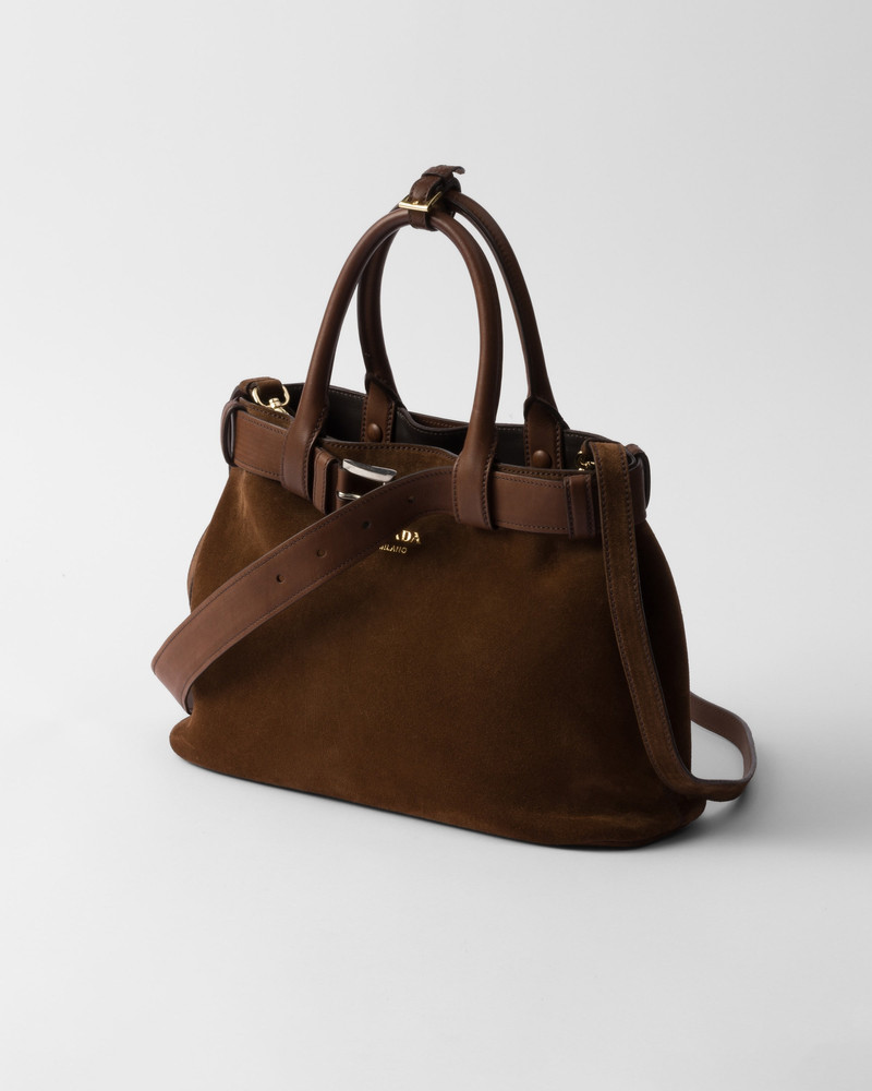Prada Medium Prada Buckle suede bag with belt outlook