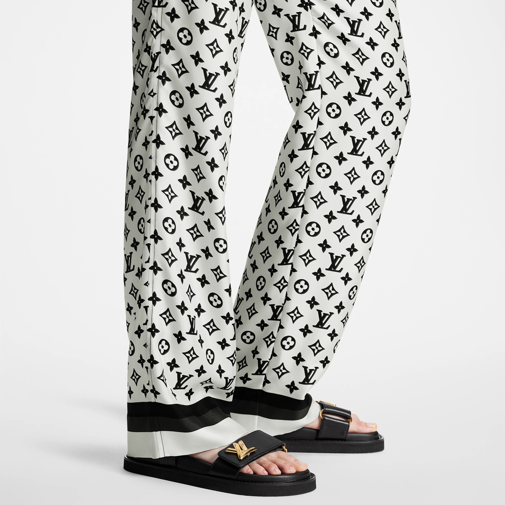 3D Monogram Stripe Accent Pajama Pants - 2
