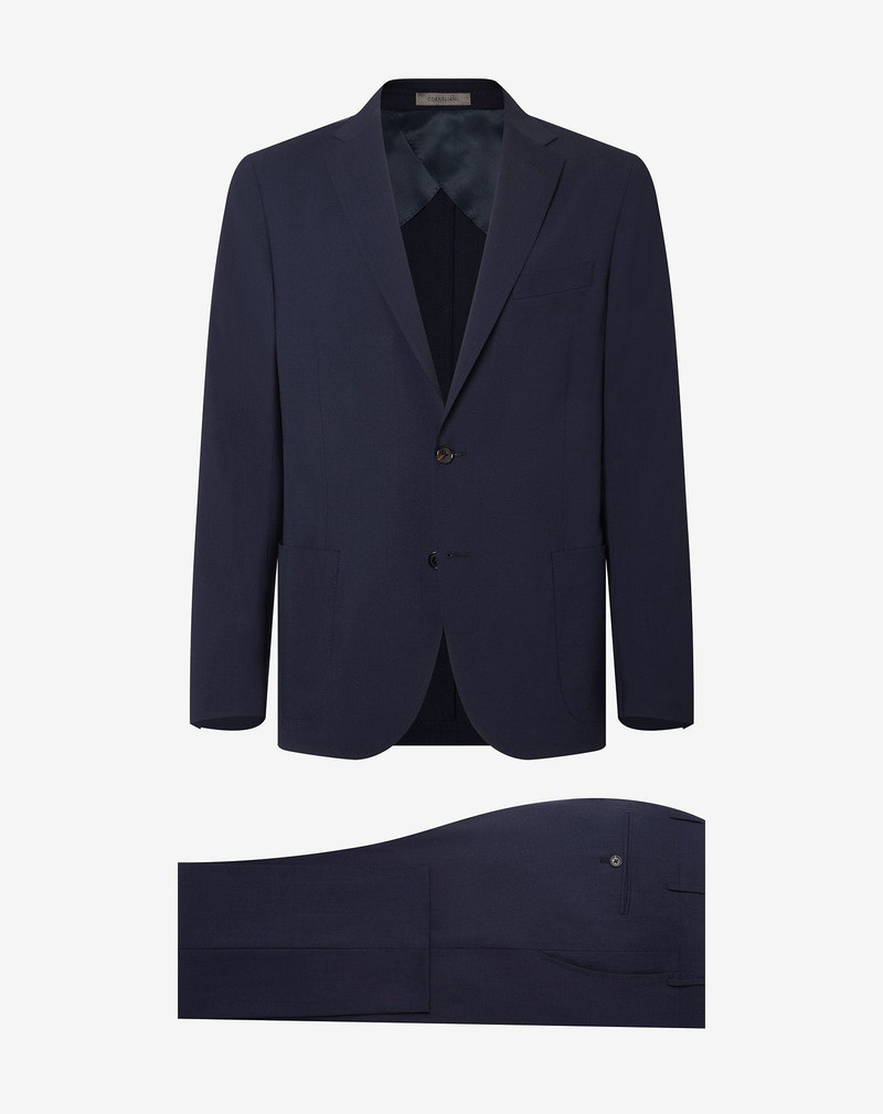 Unlined navy blue wool suit 1