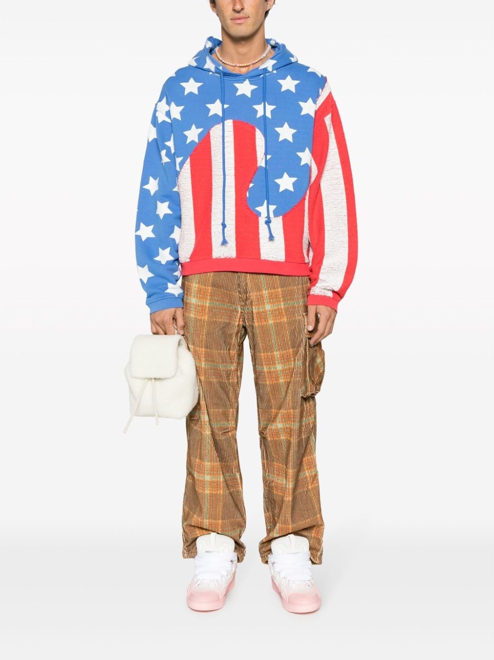 flag-print cotton hoodie - 2