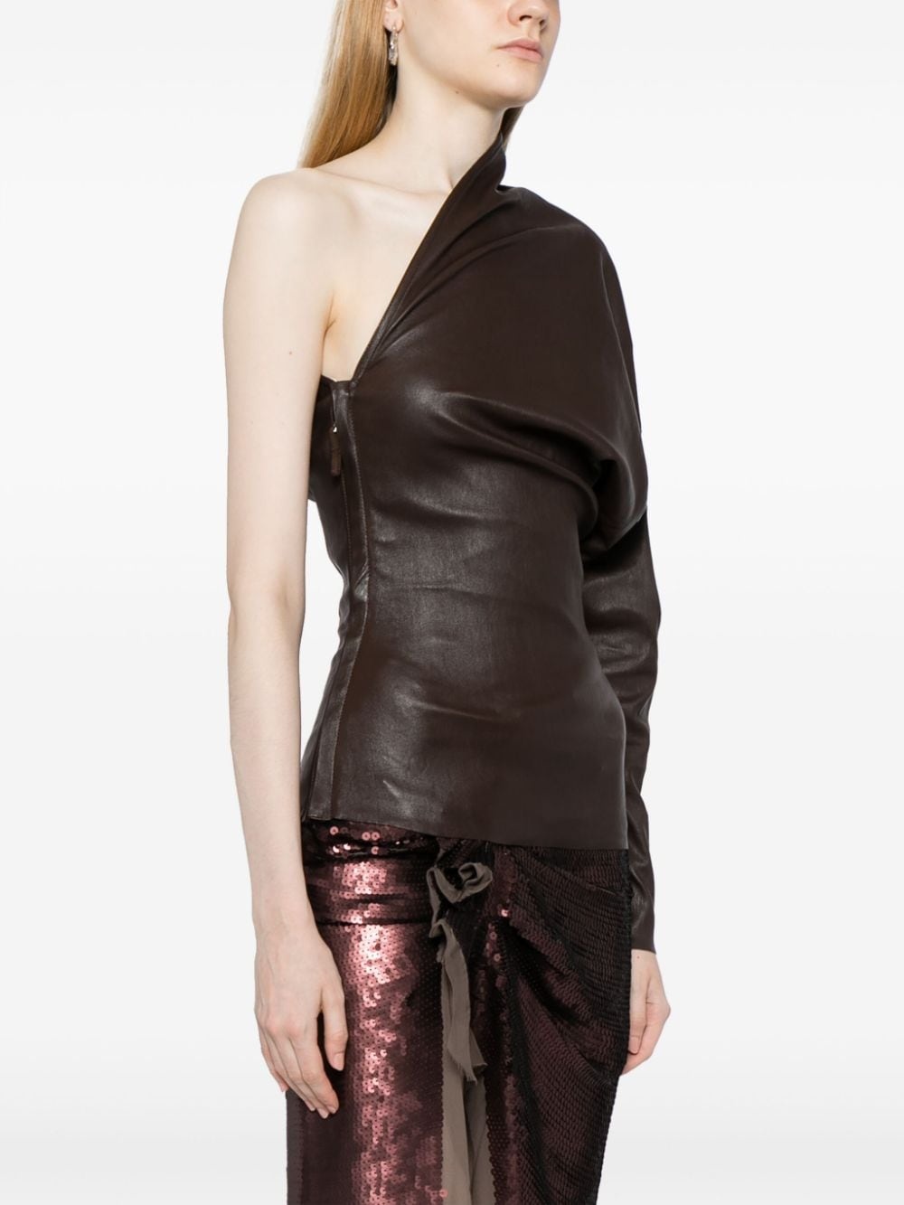 Luxor one-shoulder leather top - 3