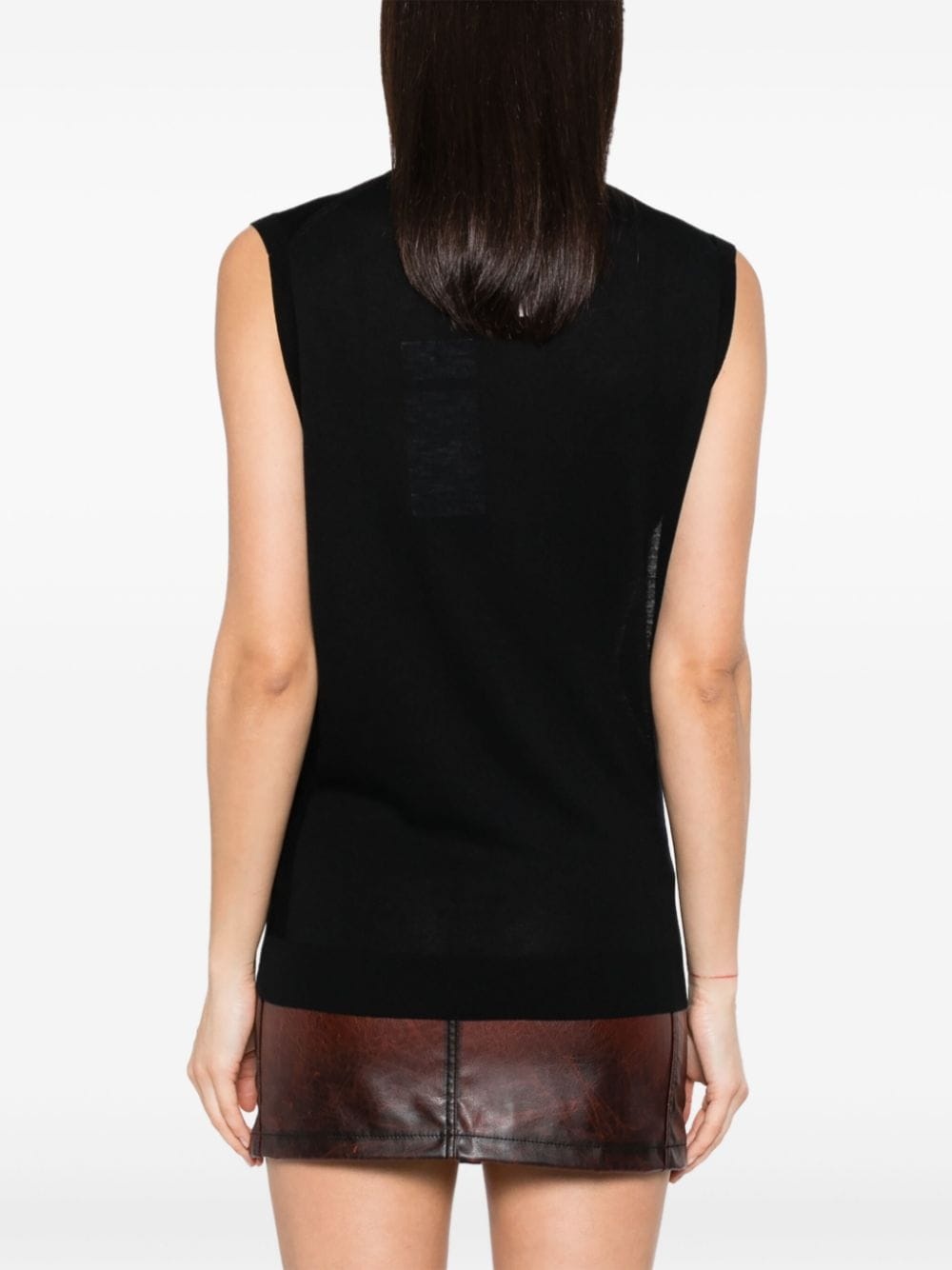 sleeveless wool-silk top - 4