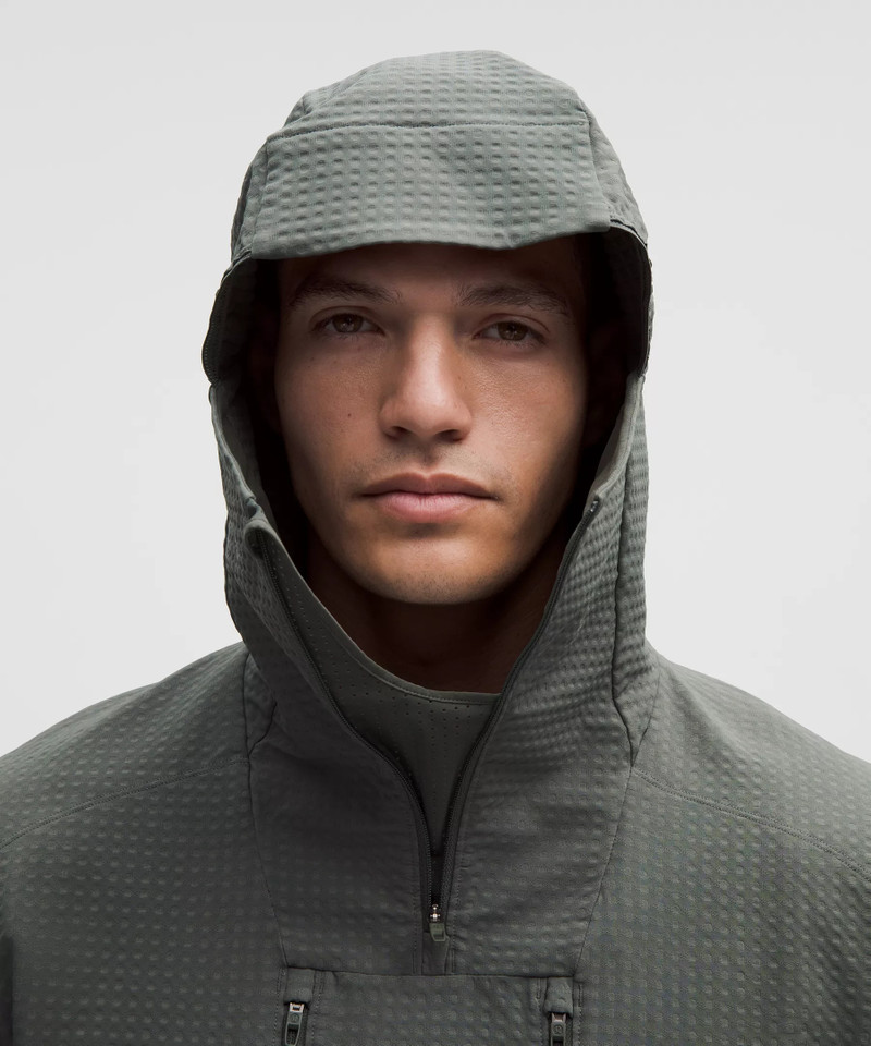 Grid Fleece High-Neck Pullover Hoodie 4