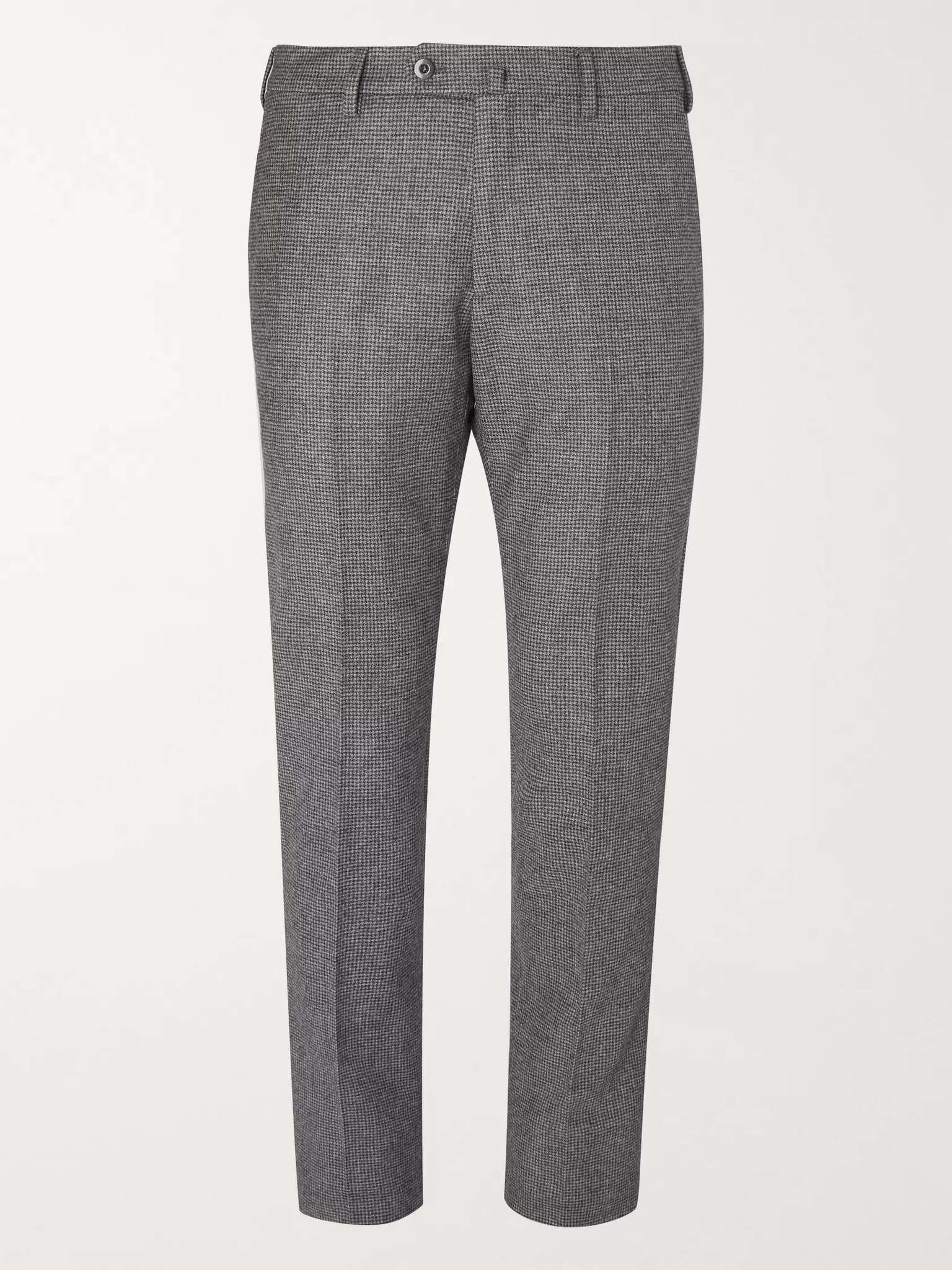 Grey Slim-Fit Puppytooth Virgin Wool and Cashmere-Blend Trousers - 1