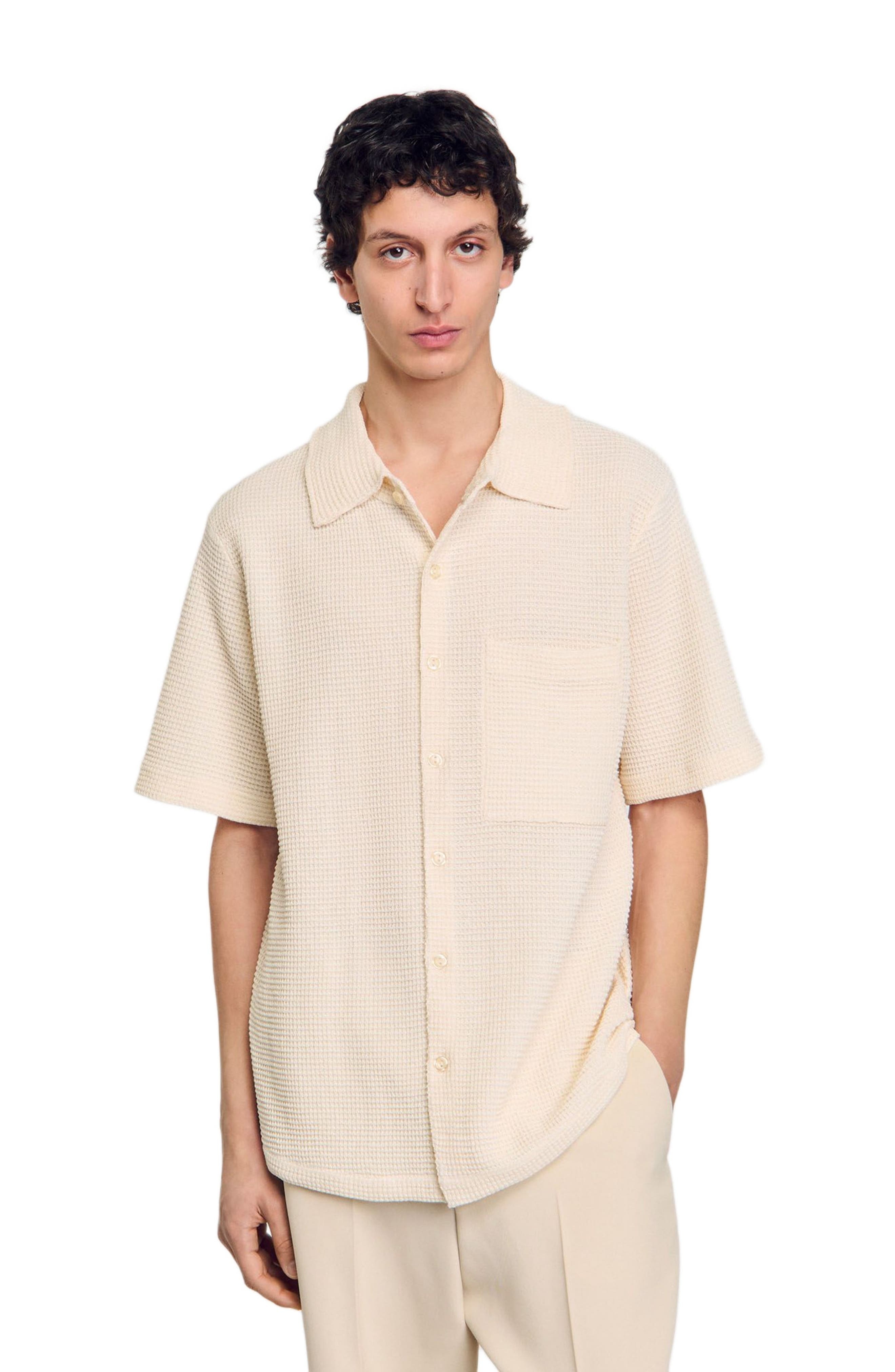 SANDRO Waffled shirt in Ivory. at Nordstrom - 3