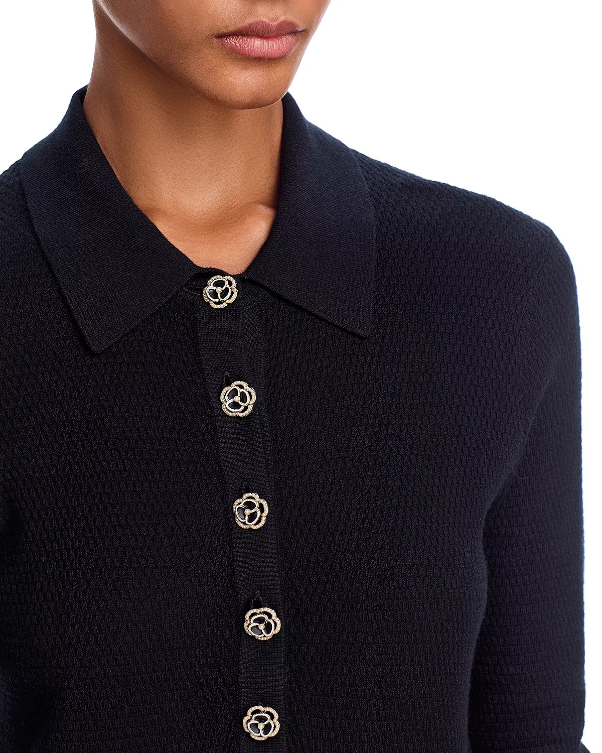 Sterling Jewel Button Collared Sweater - 4