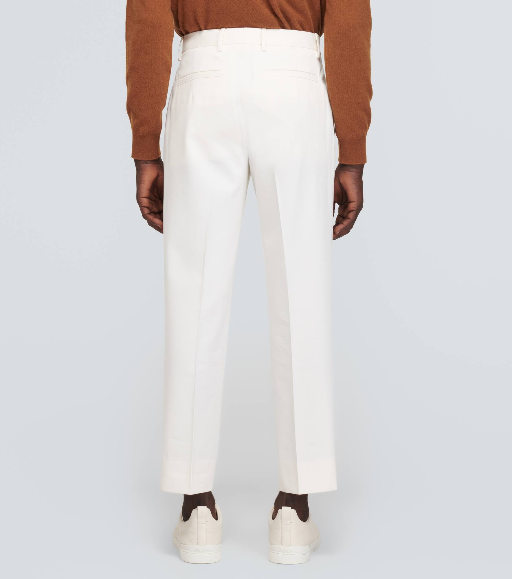 Cotton and wool straight pants - 4