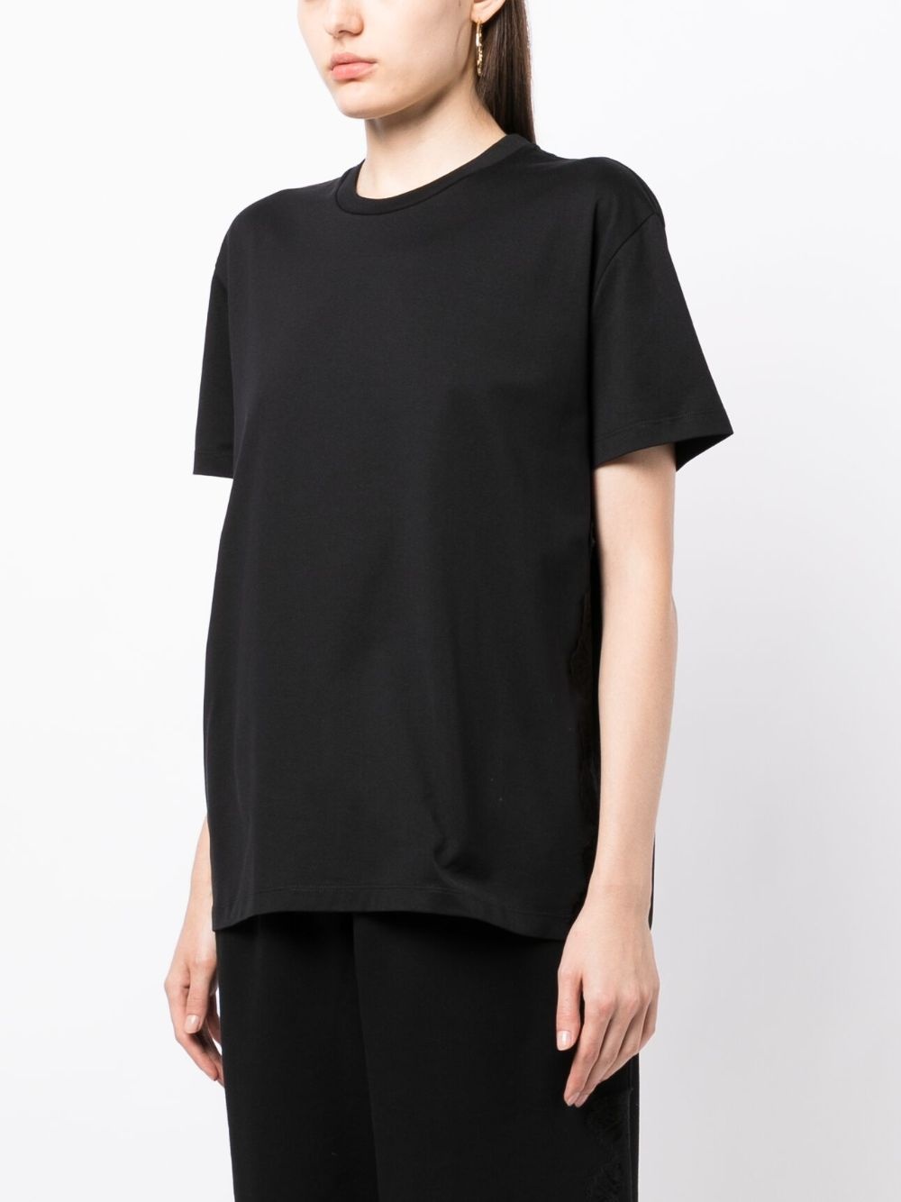 lace-detailing cotton T-shirt - 3