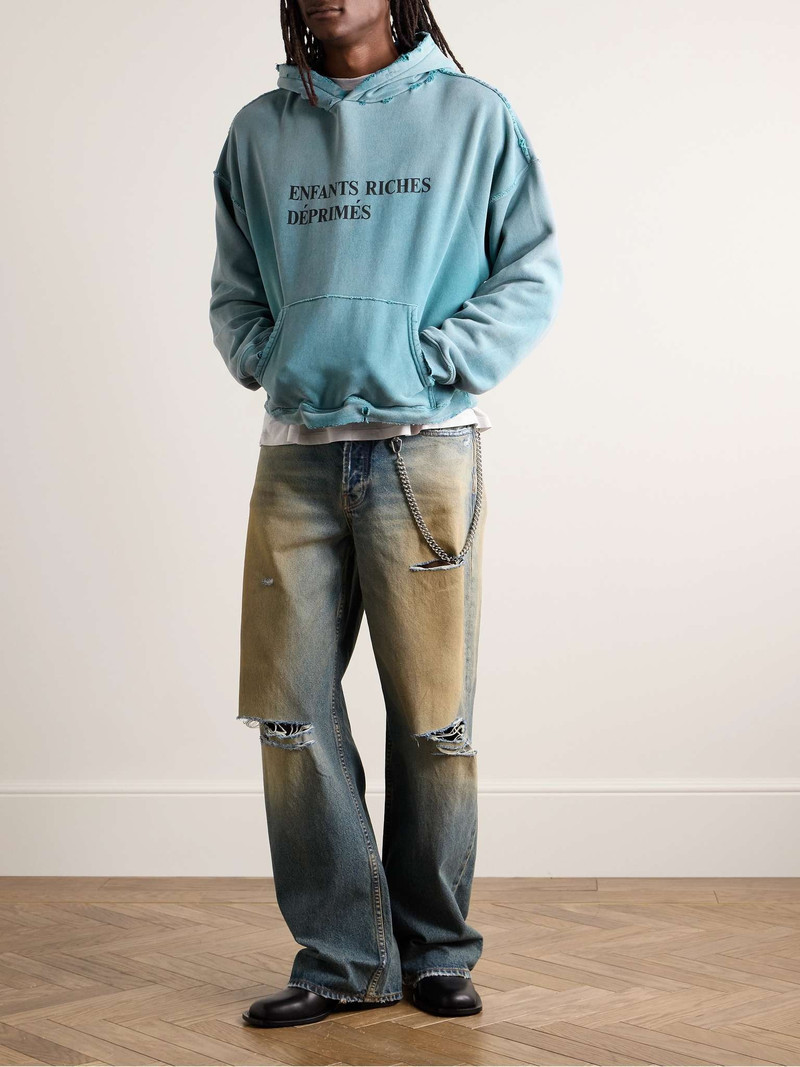 Enfants Riches Déprimés Logo-Print Distressed Cotton-Jersey Hoodie outlook