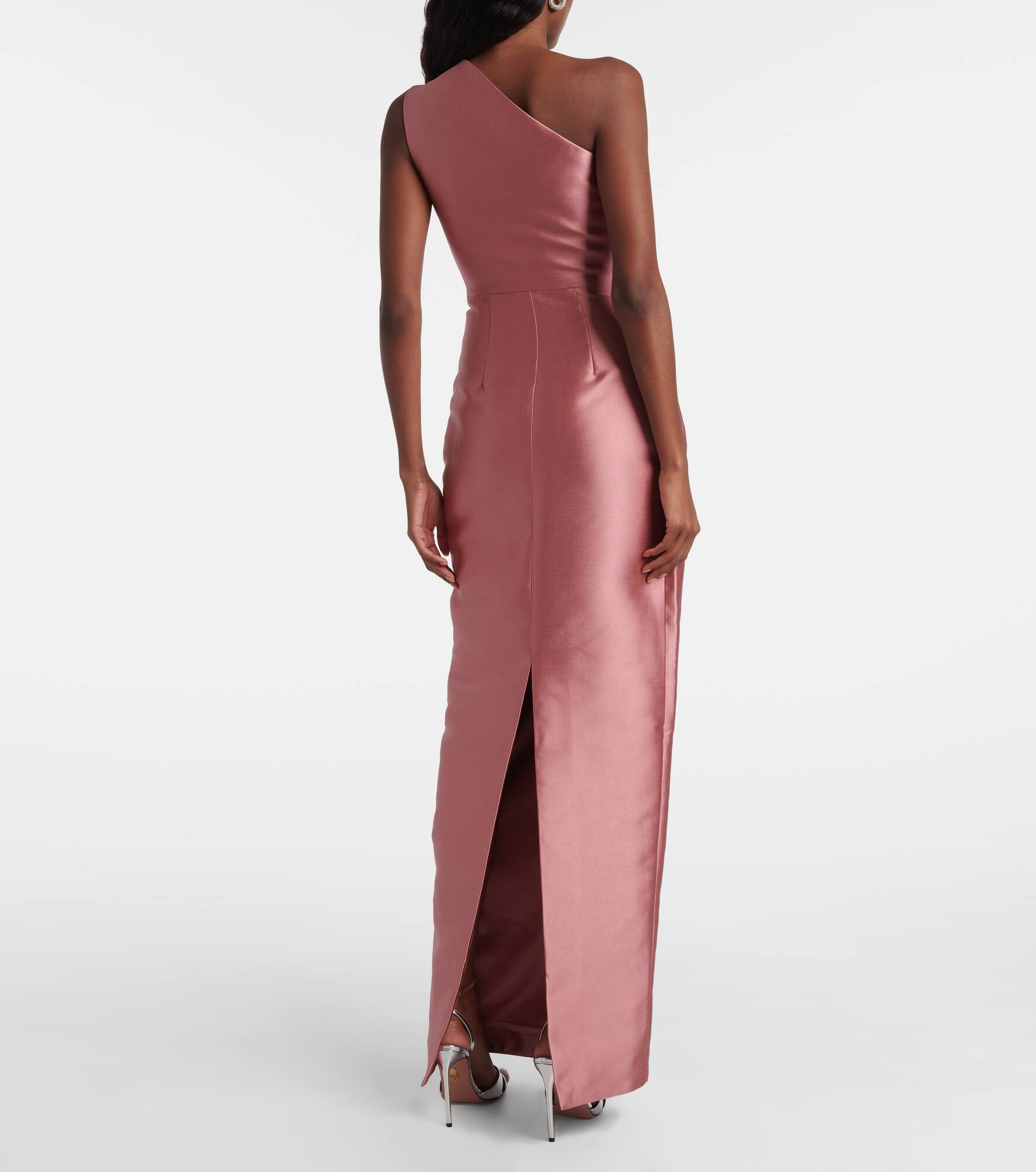 Kira draped one-shoulder satin gown - 3