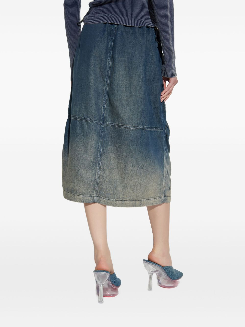 multi-pocket denim midi skirt - 4