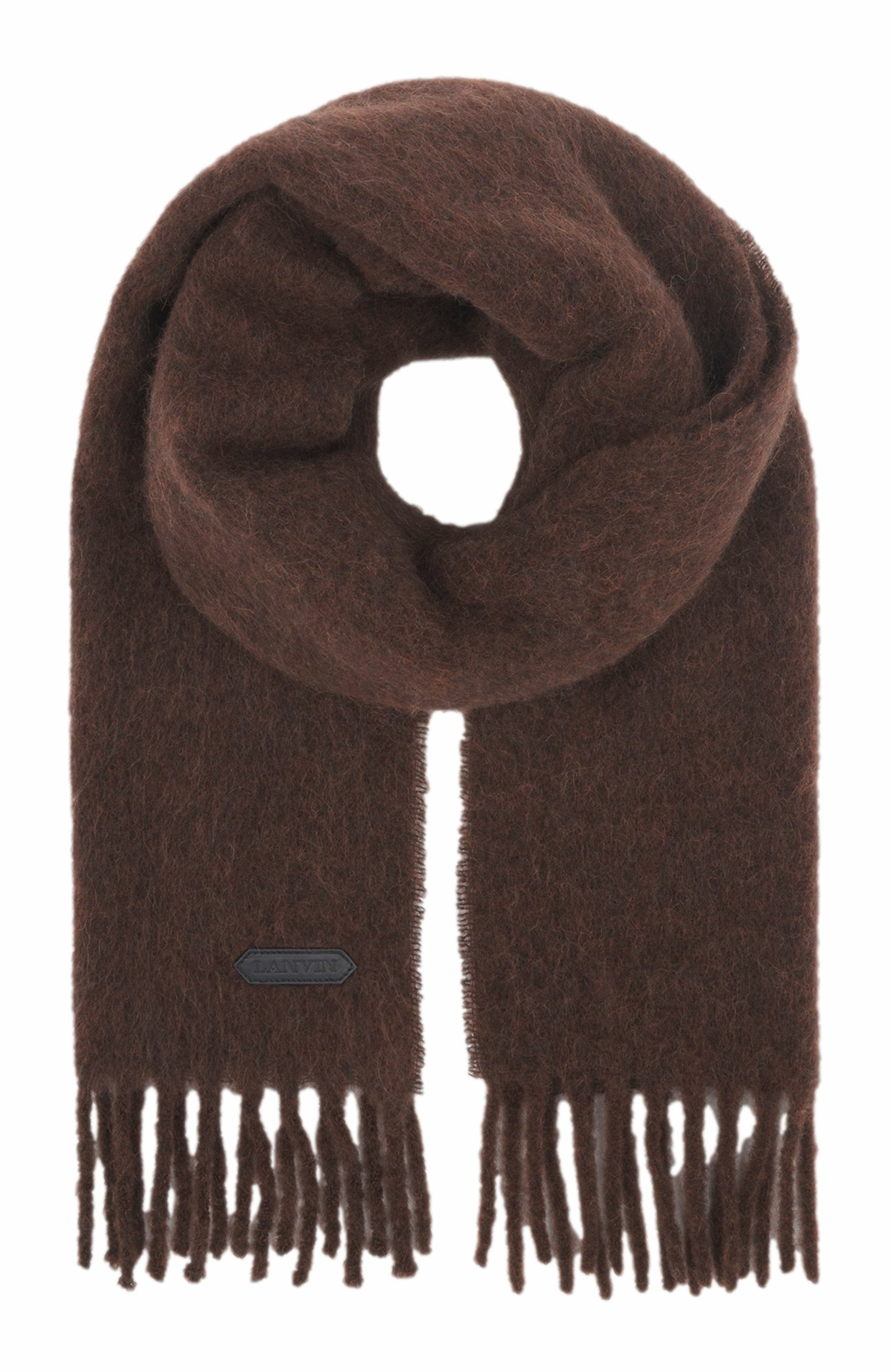 Lanvin FRINGED SCARF IN WOOL in Dark Brown at Nordstrom - 4