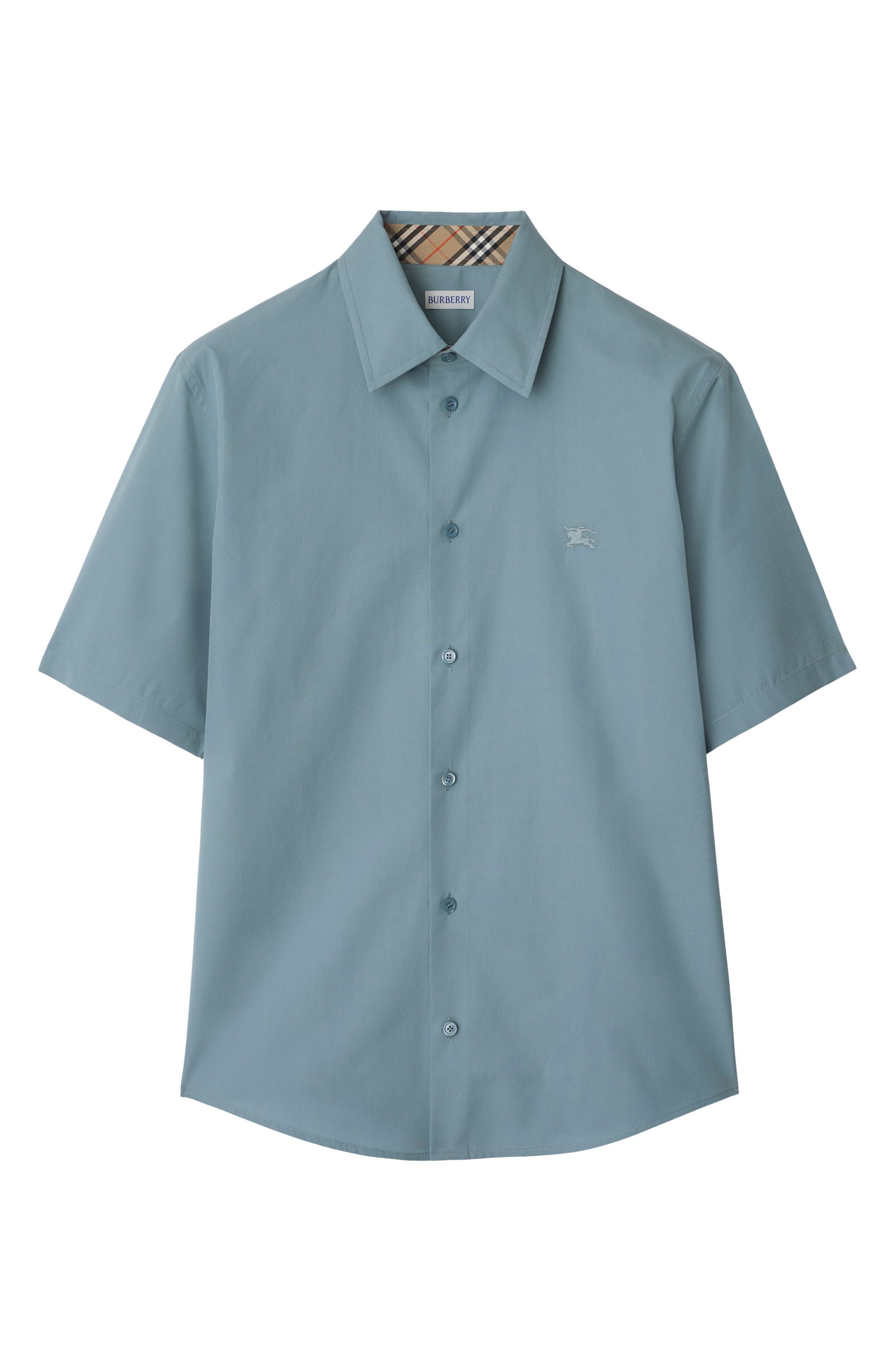 burberry EKD Embroidered Cotton Poplin Button-Up Shirt in Index at Nordstrom - 1