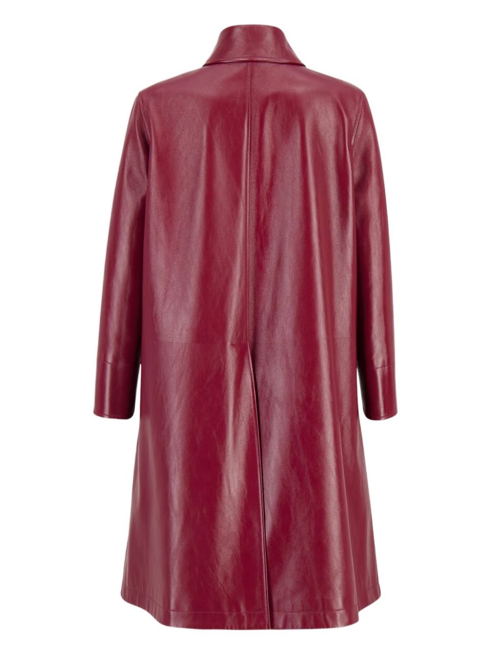leather double-breasted trench coat - 2