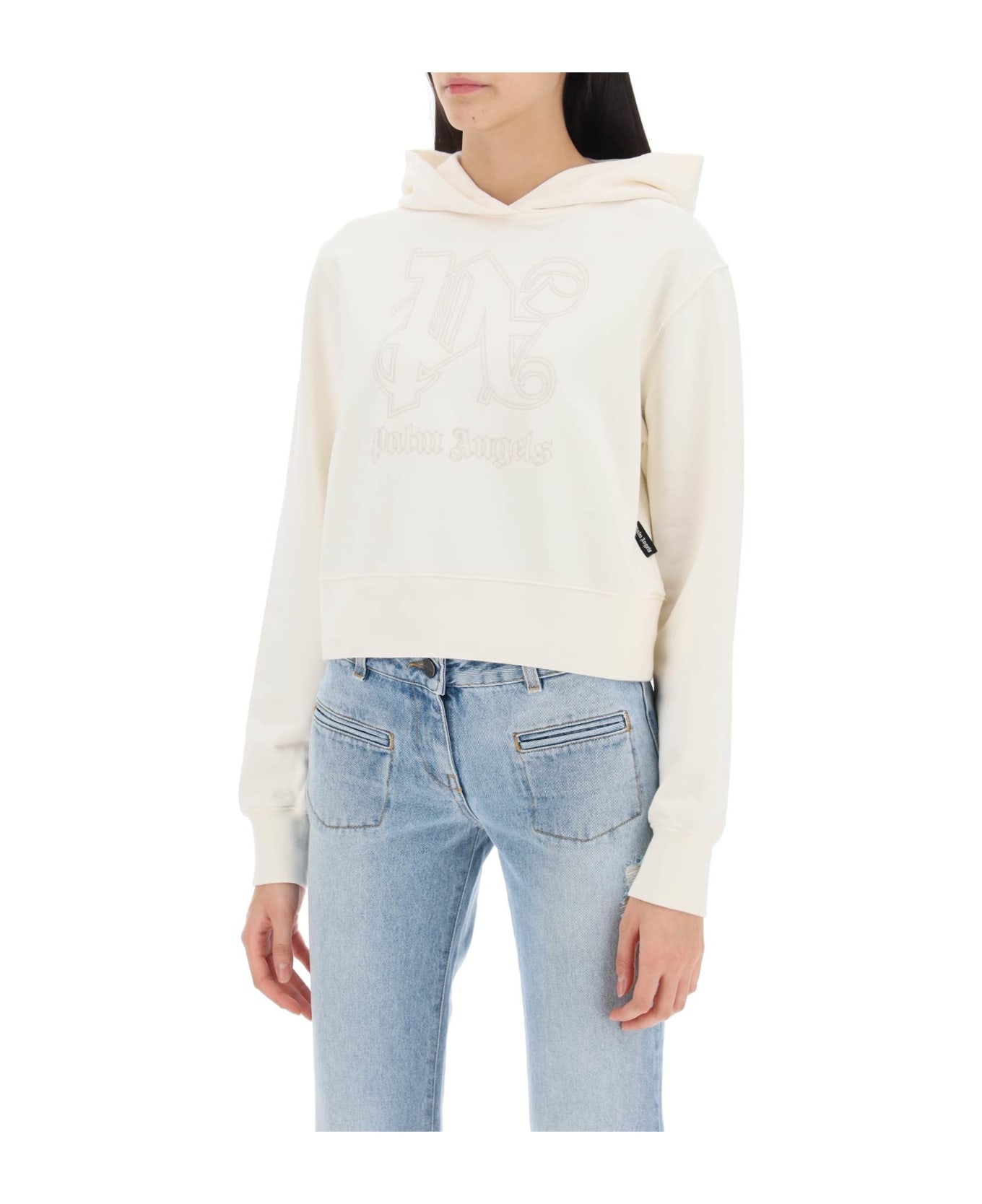 Cropped Hoodie With Monogram Embroidery - 4